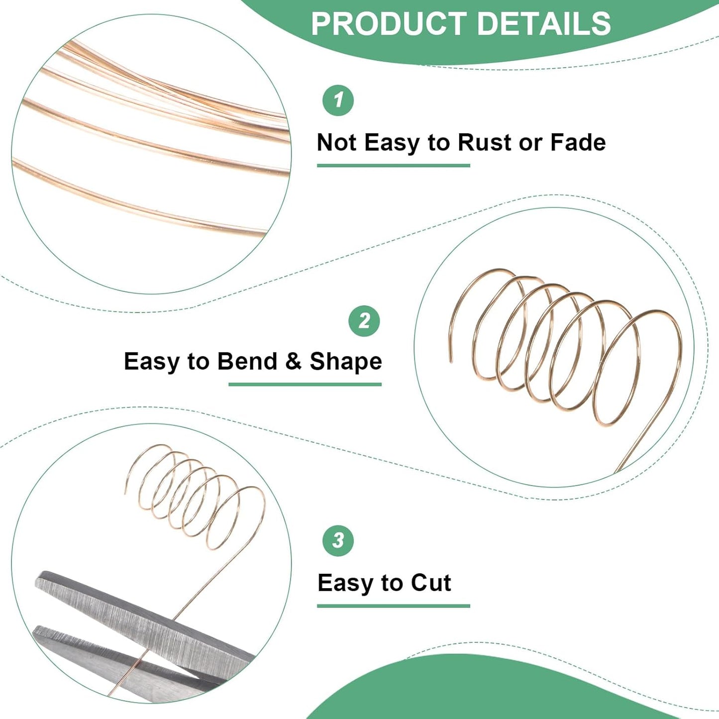 0.2mm Jewelry Wire, 32 Gauge 328FT Craft Wire Copper Beading Wire for Jewelry Making/Planting/Weaving/DIY Crafting, Soft Metal Wires [100M, Champagne Gold]