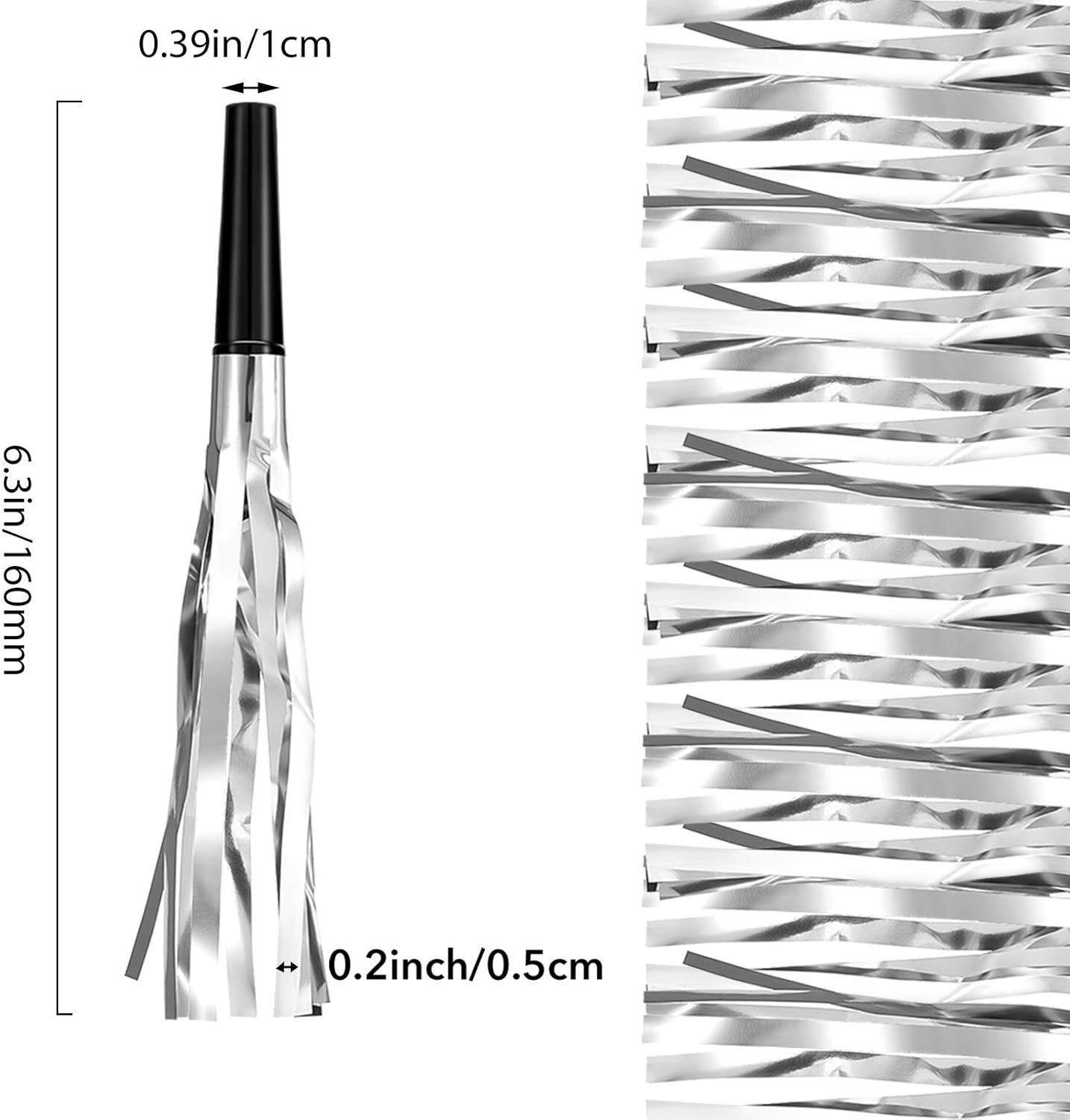 Skylety 24 Pcs Noise Makers Party Favors Silver Blowers Glitter Noise Makers for Sporting Events Fun Party Horns Metallic Fringed Blowers for Birthday Supplies