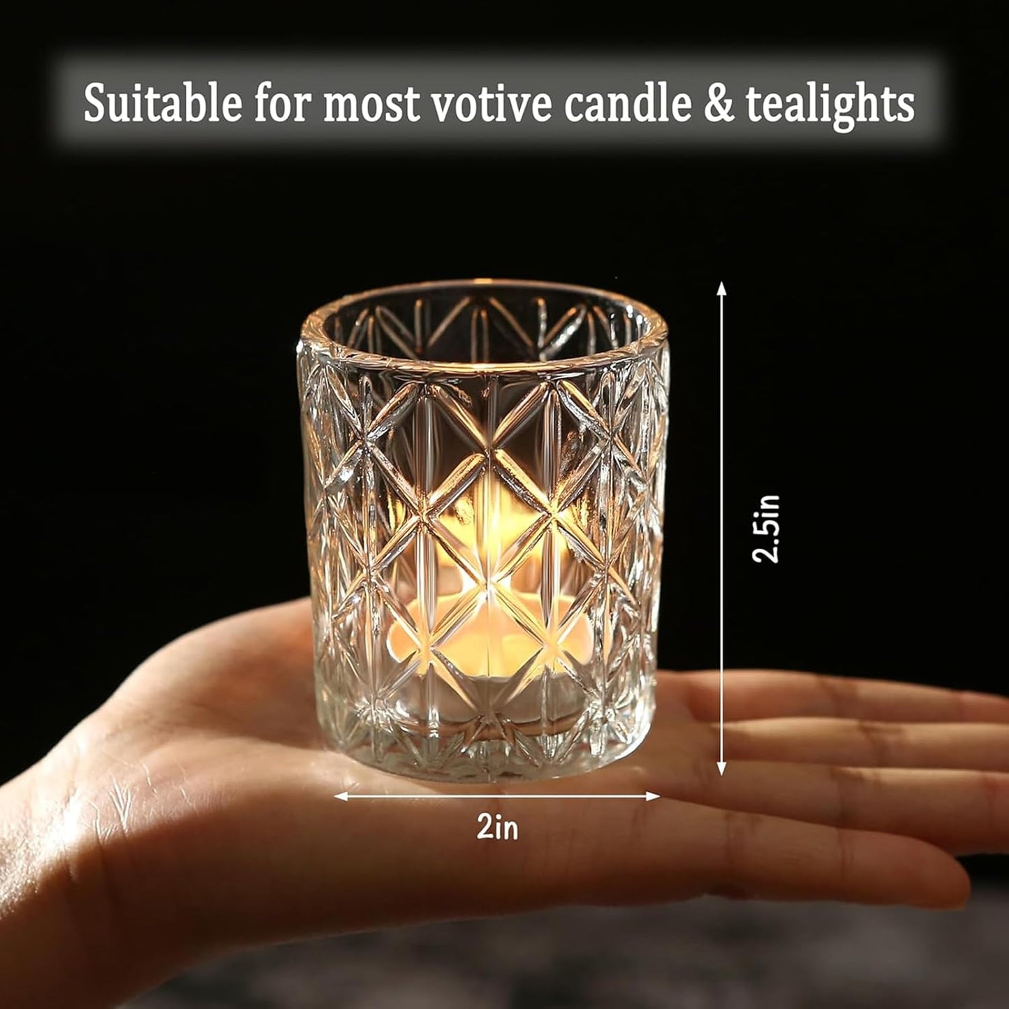 72pcs Clear Votive Candle Holders, Vintage Glass Candle Holder for Tealight/Votive Candle, Tealight Candle Holder for Table Centerpieces Home Bridal Birthday Christmas Wedding
