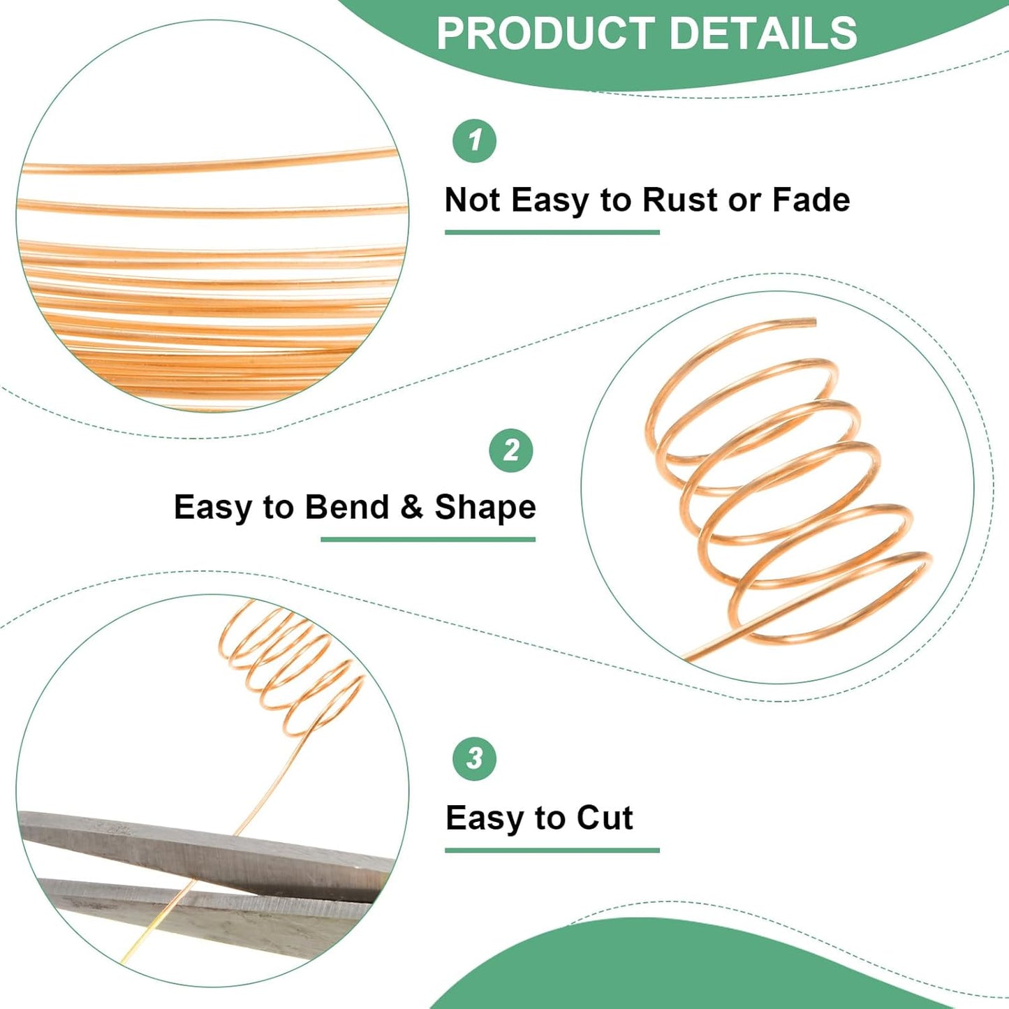 0.6 mm/22 Gauge Copper Wire for Jewelry Making, 13.1FT Copper Beading Craft Wire for Jewelry/Weaving/DIY Crafting/Planting, Color-Retaining [4M, Copper Tone]