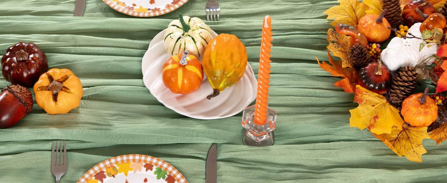 Sage Green Cheesecloth Table Runner 10 Pack Fall Table Runners Boho Gauze 120 Inches Sage Cheese Cloth Fall Table Decorations for Thanksgiving Wedding Bridal Baby Shower Tea Party