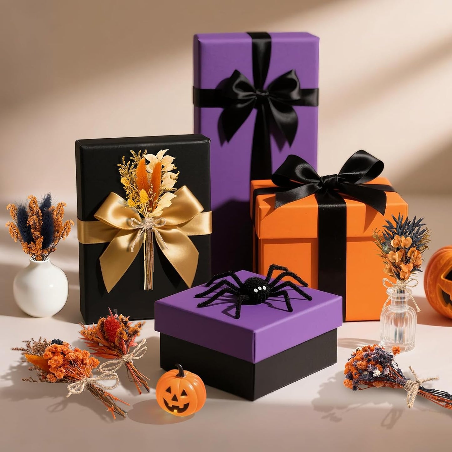 12/24 PCS Charming Dried Flowers Bouquet for Vase Various Dried Wildflowers with Stems Mini Handmade Wildflowers Natural Real Flowers Bulk Flowers Craft (Orange Soul, 12PCS)