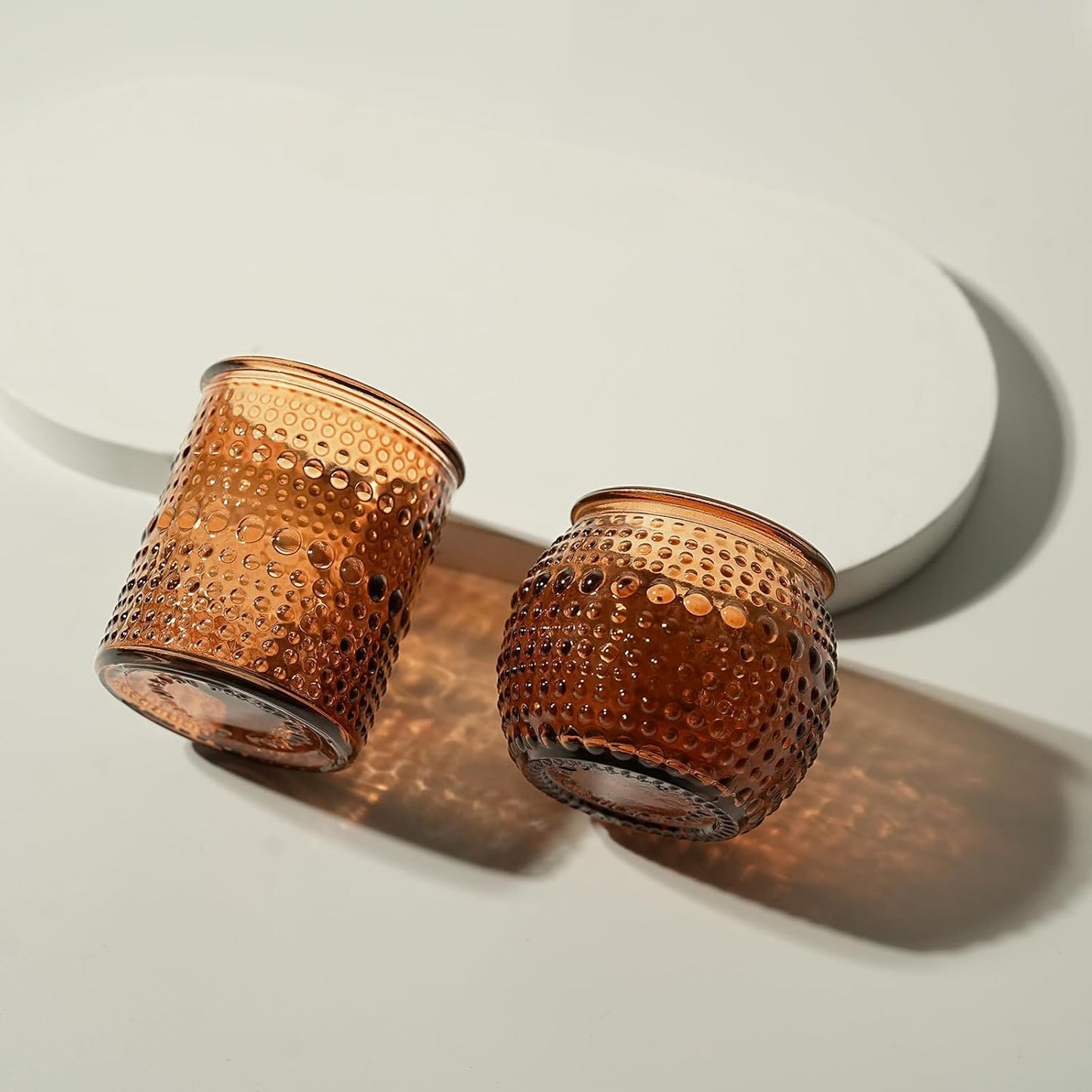 36pcs Amber Votive Candle Holders, Glass Small Tea Lights Candle Holders for Table Centerpiece for Home Decor Party Fall Boho Decor (Amber)