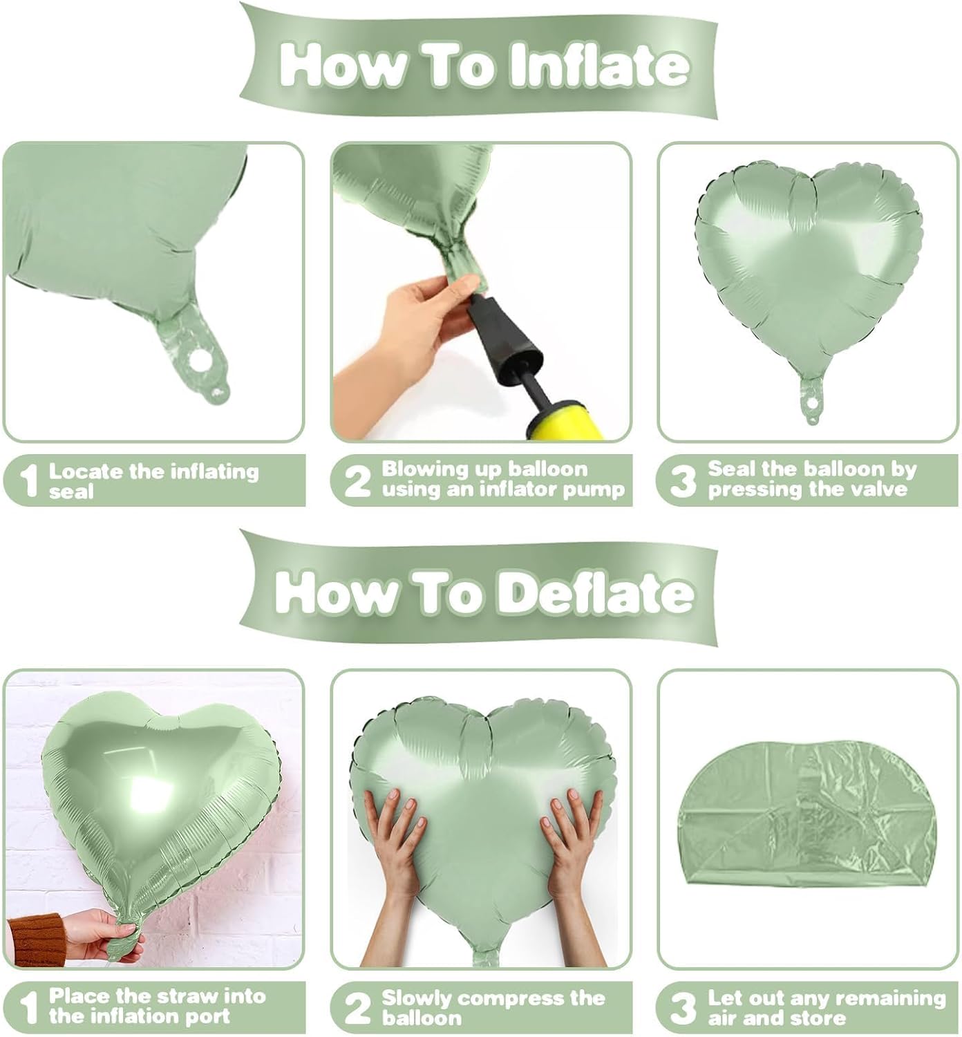 Sage Green Heart Balloons,12Pcs 18 Inch Oliver Green Foil Love Heart Shaped Balloons for Jungle Birthday Wedding Anniversary Graduation Baby Shower Valentines Day Decorations