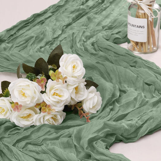 1 Pack Cheesecloth Table Runner 10Ft Christmas Gauze Boho Table Runners for Wedding Decor Bridal Shower Decorations Baby Shower Party(35" x 120")