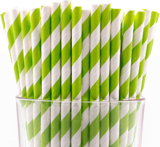 Pack of 150 Green Swirls Biodegradable 4-Ply Paper Drinking Straws (Compostable, Non-toxic, BPA-free)