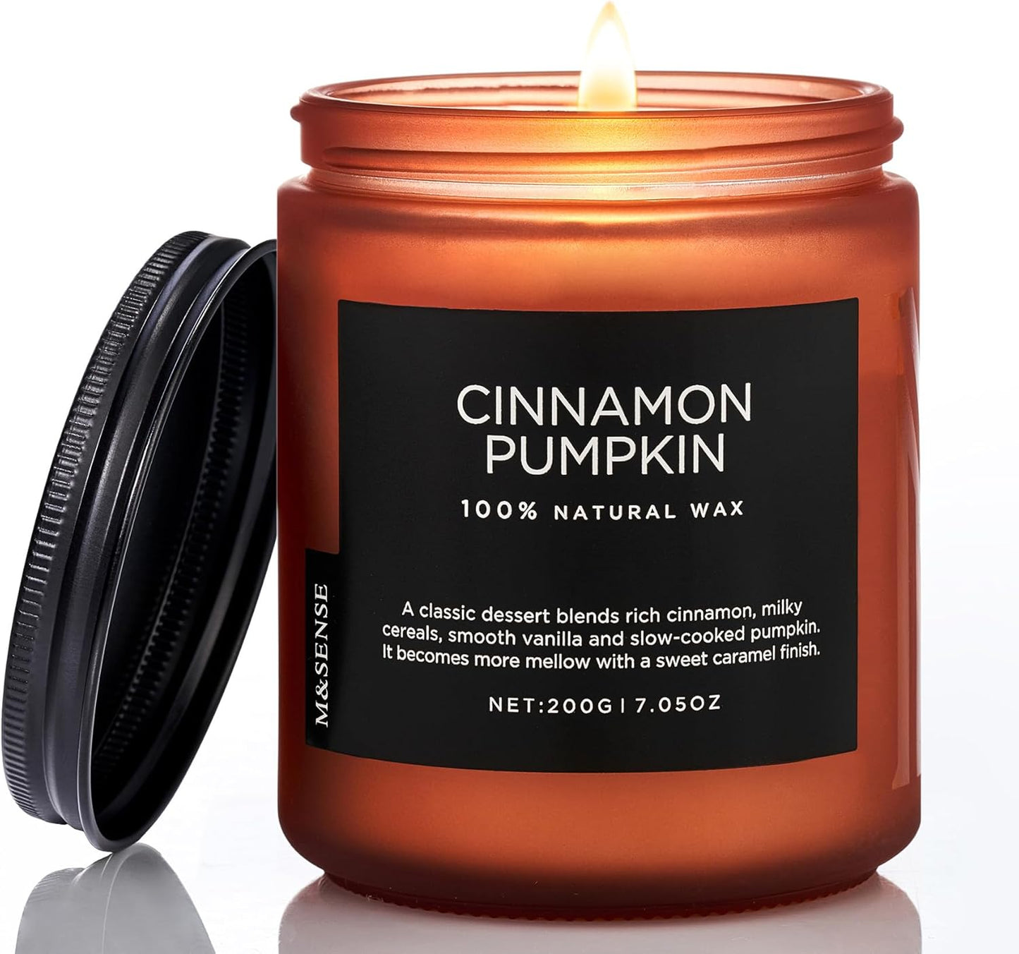 M&SENSE Cinnamon Pumpkin Fall Scented All Natural Soy Wax Candles for Home Scented, Cotton Wick Autumn Long Burning 7.05oz 50 Hours Burn Time, Jar Candle Gift for Men and Women