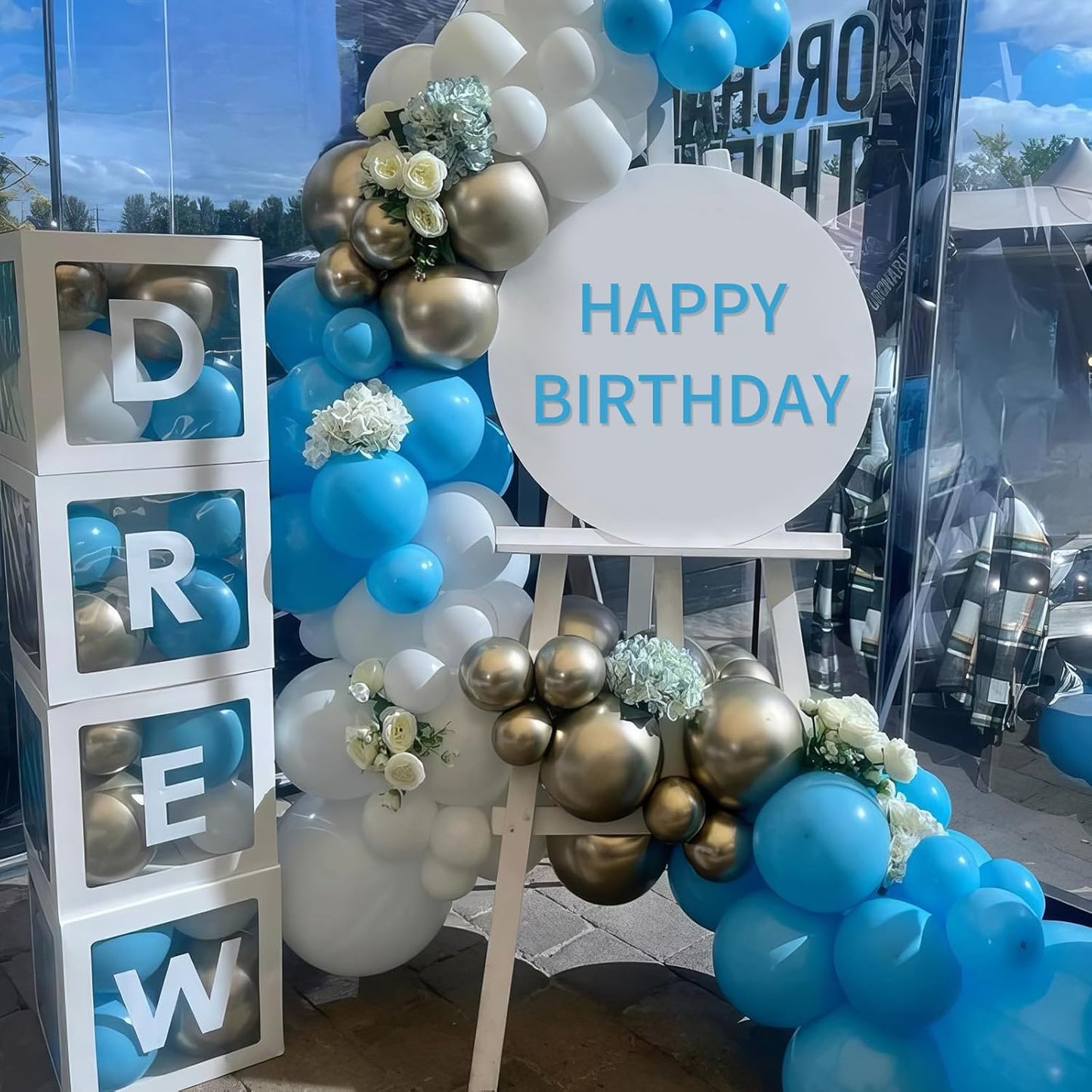 Blue Silver Balloons, Blue Silver White Balloons, Pearl Light Blue White Balloon, Silver Star Confetti Balloon for Boys Mans Birthday Baby Shower Party Wedding Graduation Bachelorette Decorations