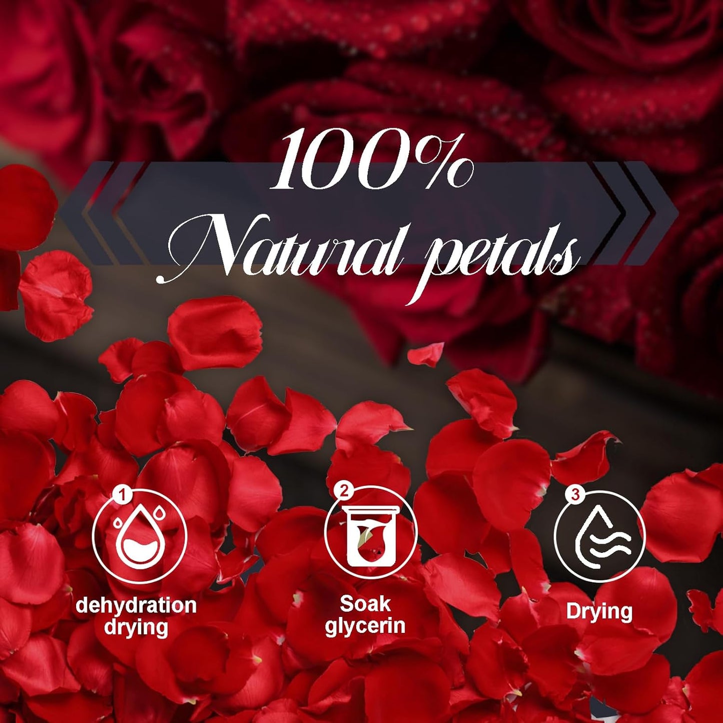 3.5 Oz Dried Rose Petals Wedding Biodegradable Petals, Natural Preservation Real Flower Petals, Suitable for Flower Petals for Flower Girl, Romantic Night, Table Decoration (Red, 100g)