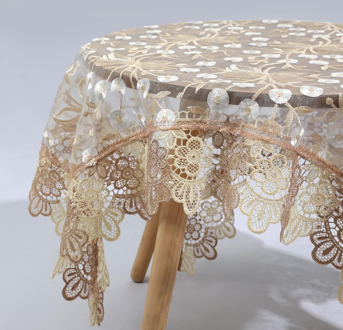 vctops Damask Lace Patchwork Tablecloth Luxury Square Small Table Cover Elegant Floral Embroidered Lace Table Cloth for Party Kitchen Dinning Picnic Decoration (Type H,32"x32")