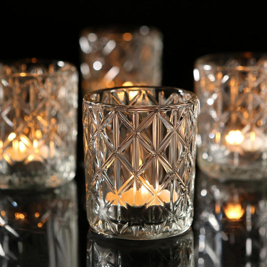 36 Pack Votive Candle Holders for Table Centerpieces, Clear Glass DIY Wax Filling Romance Tealight Candle Holders for Wedding Decor, Gift, Home Decoration（Clear,36）