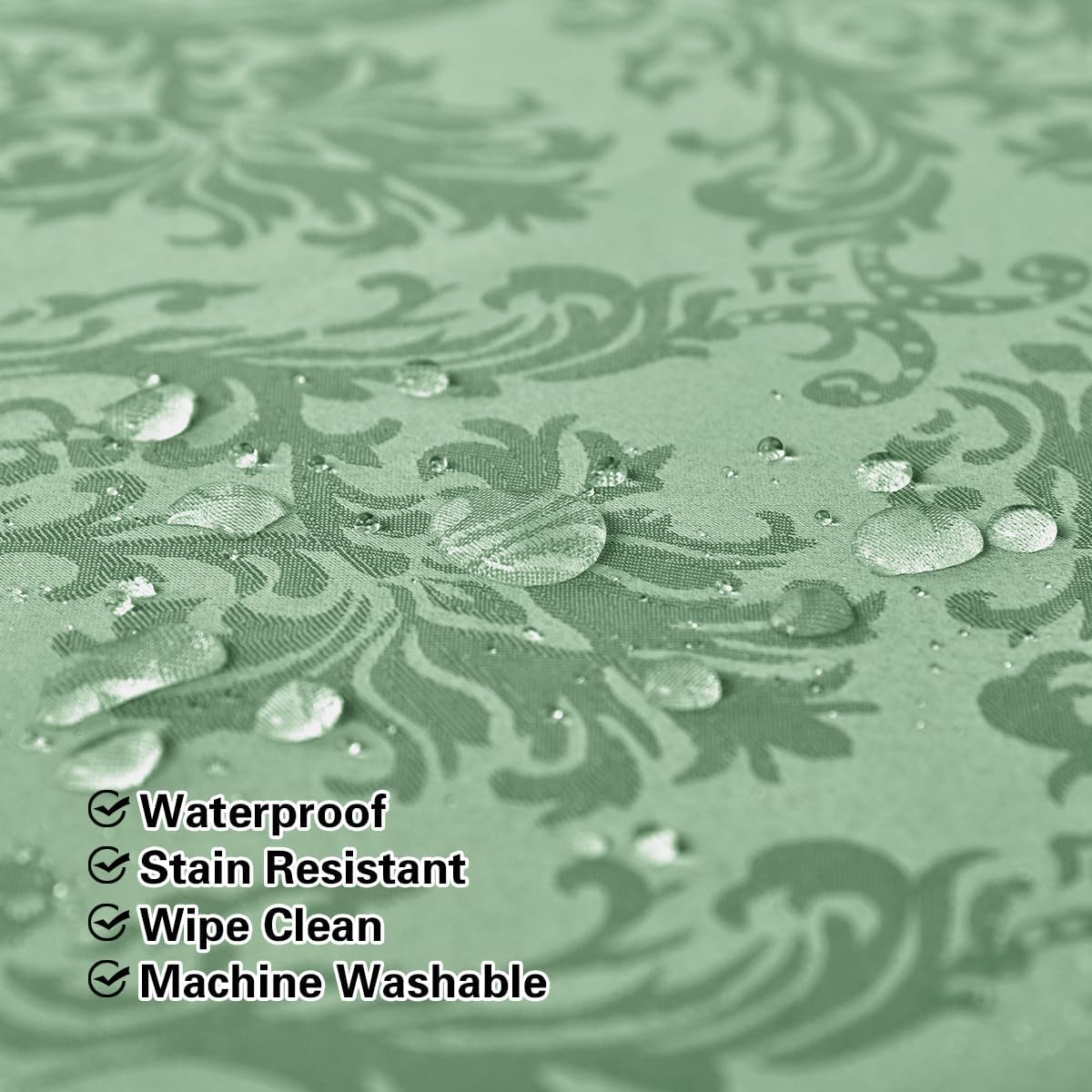Floral Jacquard Rectangle Tablecloth 60 x 84 Inch Spill Proof Wrinkle Resistant Damask Table Cloth, Soft Polyester Table Cover for Dining, Party, Picnic, Indoor, Outdoor, Sage Green