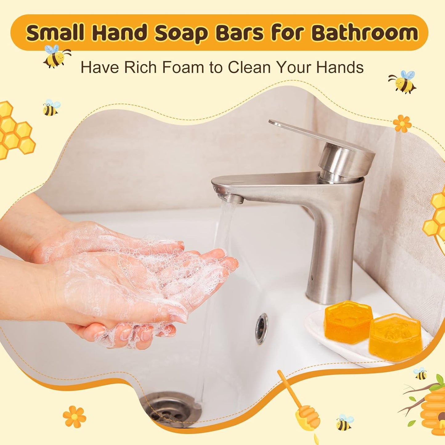 12 Set Baby Shower Favors Bee Party Favors Including Honeycomb Soap with Thank You Card Gift Honey Soap for Guest Gender Reveal Honey Gift Birthday Party Decorations (Yellow)