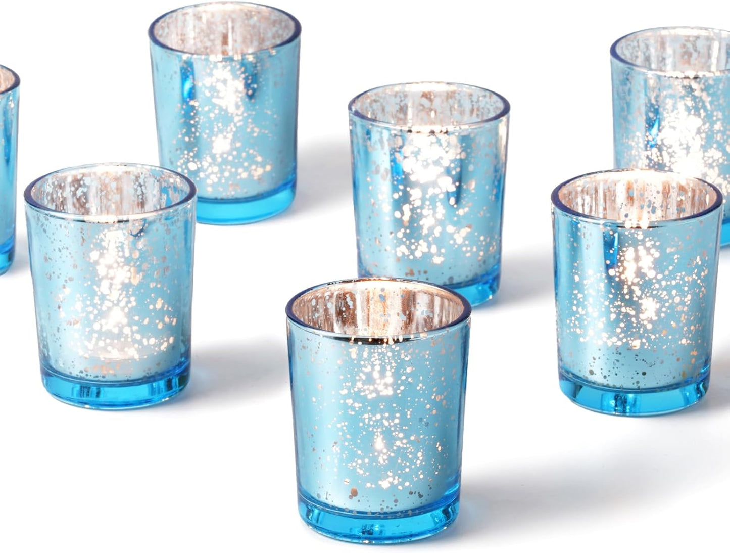 Homemory 24 Pcs Blue Votive Candle Holders, Mercury Glass Candle Holder, Tealight Candle Holders for Table Centerpieces, Baby Shower, Party, Anniversary, Wedding, Home Decor, Halloween, Christmas