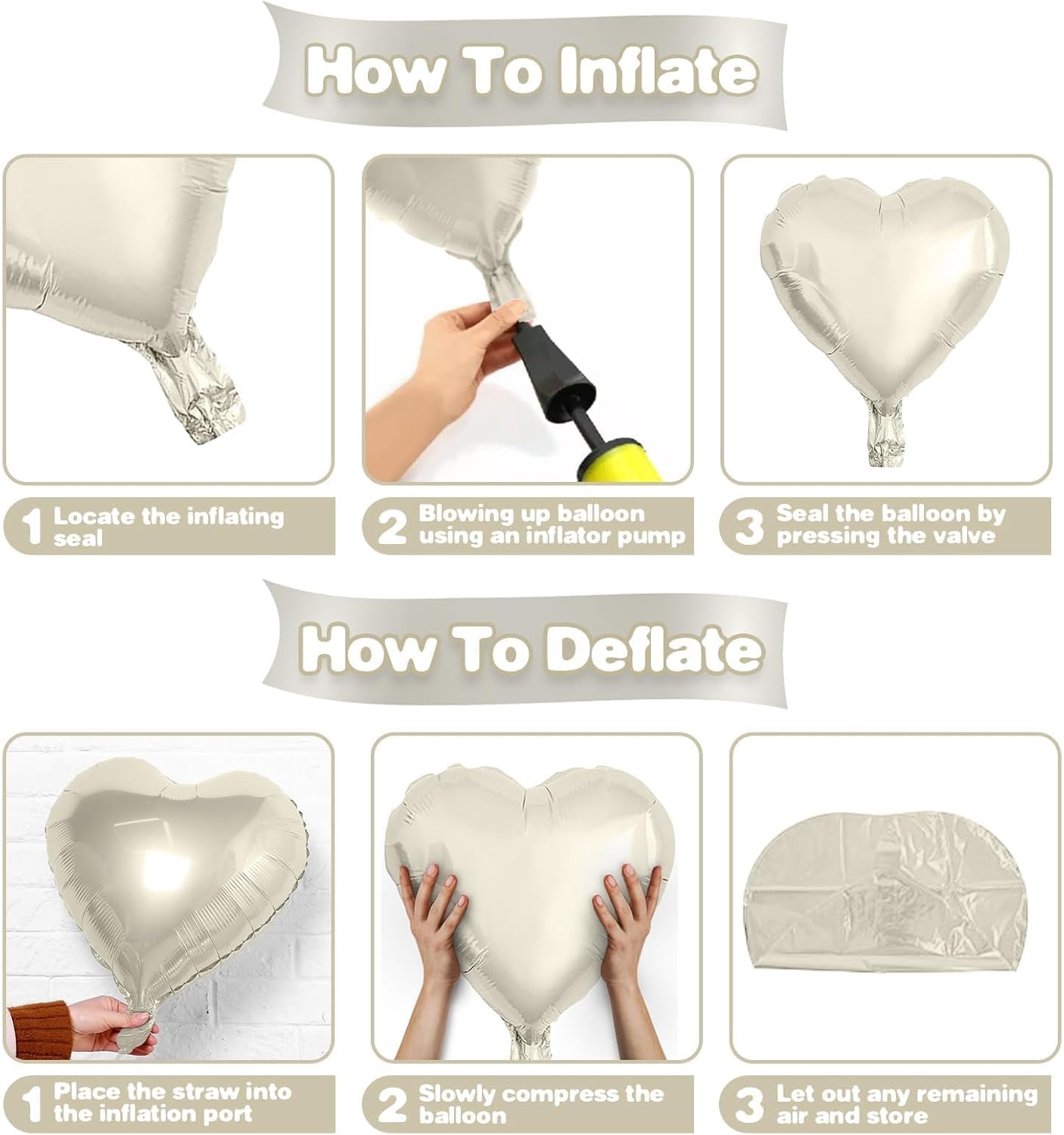 Baby Pink White Heart Balloons,12Pcs 18 Inch Light Pink Cream Foil Love Heart Shaped Balloons for Bow Birthday Party Bridal Engagement Wedding Anniversary Baby Shower Valentines Day Decorations