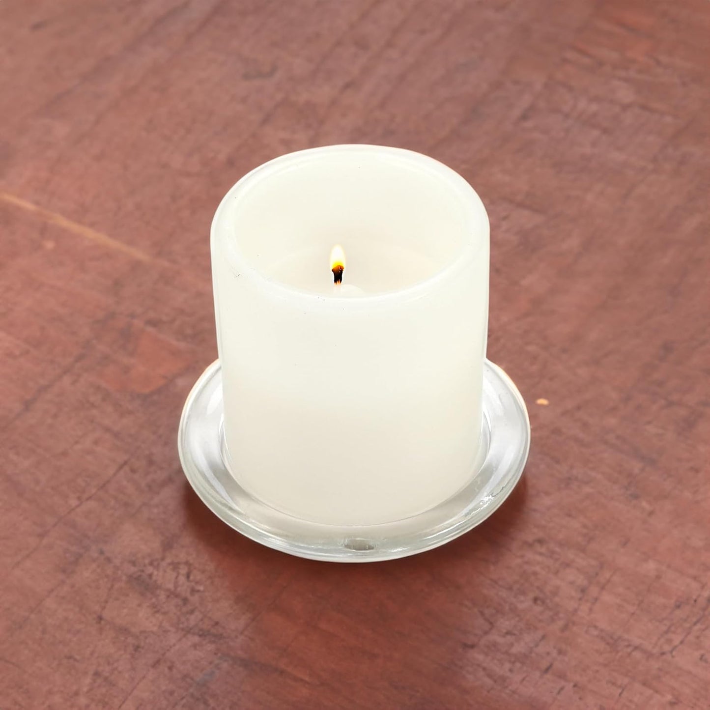 WGV Tea Light Votive Candle Holder Plate 4" W, Clear Flat Plate Glass, Small Home Accent Decor, 1 Pc