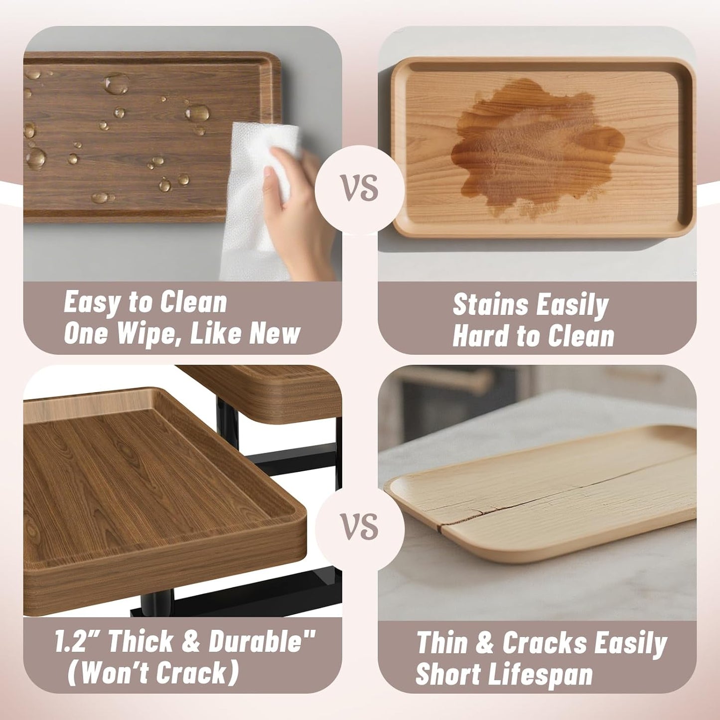 Serving Tray for Party, 3 Tier Cupcake Stand 15.7" Wooden Tiered Tray Stand Large Serving Platter for Serving Food Dessert Table Display Set Reusable Trays for Candy, Veggie, Fruit, Snack