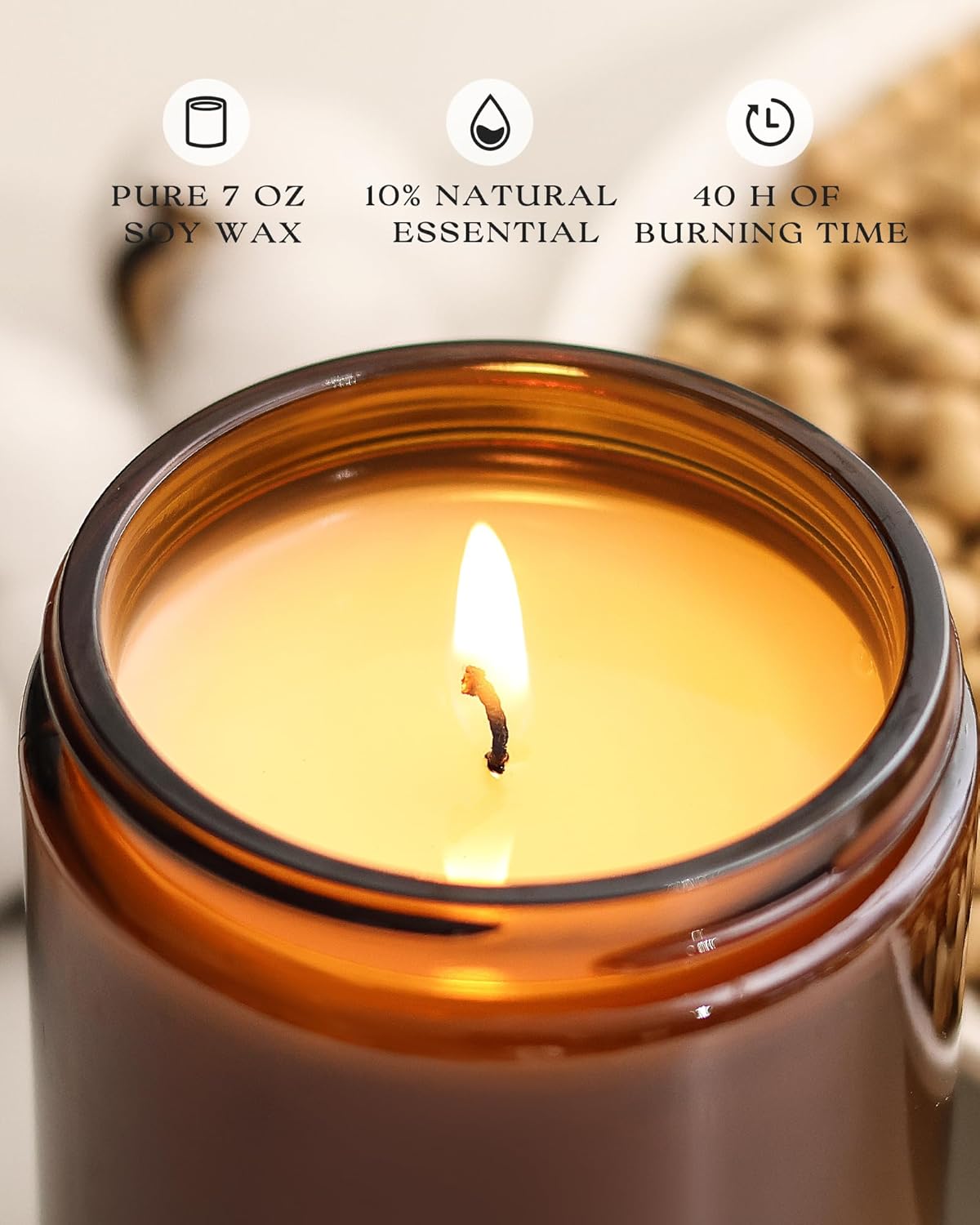 AOOVOO Candles Set - 6PC Scented Candles, Soy Candle, Aromatherapy Candle, Soy Wax Candle, Candle for Home Scented, Lavender/Vanilla/Eucalyptus/Sage/Jasmine/Sandalwood