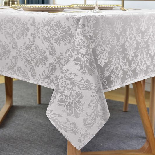SASTYBALE Jacquard Rectangle Tablecloths for Tables, Water Proof & Stain Resistant Polyester Table Cover for Dining Room, Farmhouse Decoration, 60 x 102 Inch Grey