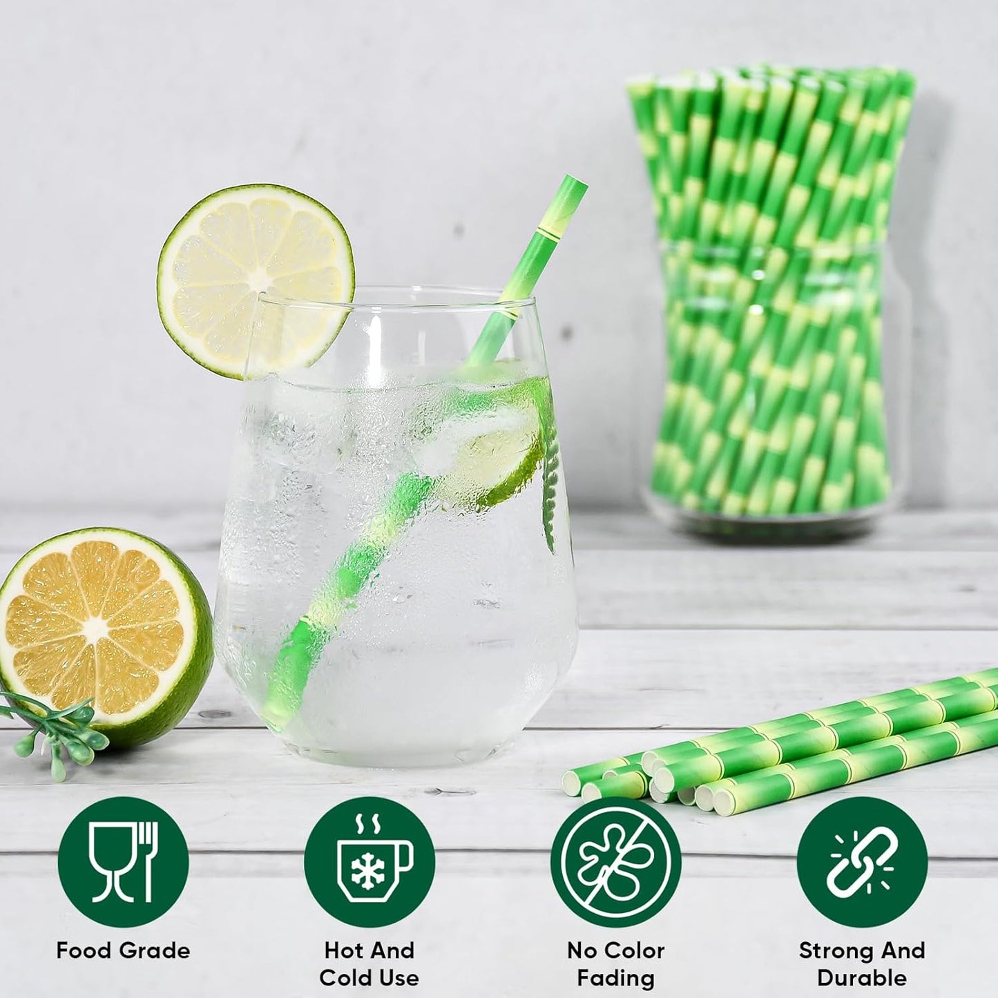 5.75 inch Short Bamboo Paper Straws & Stirrers for Cocktail and Coffee - 100% Biodegradable and Compostable [500 Counts]