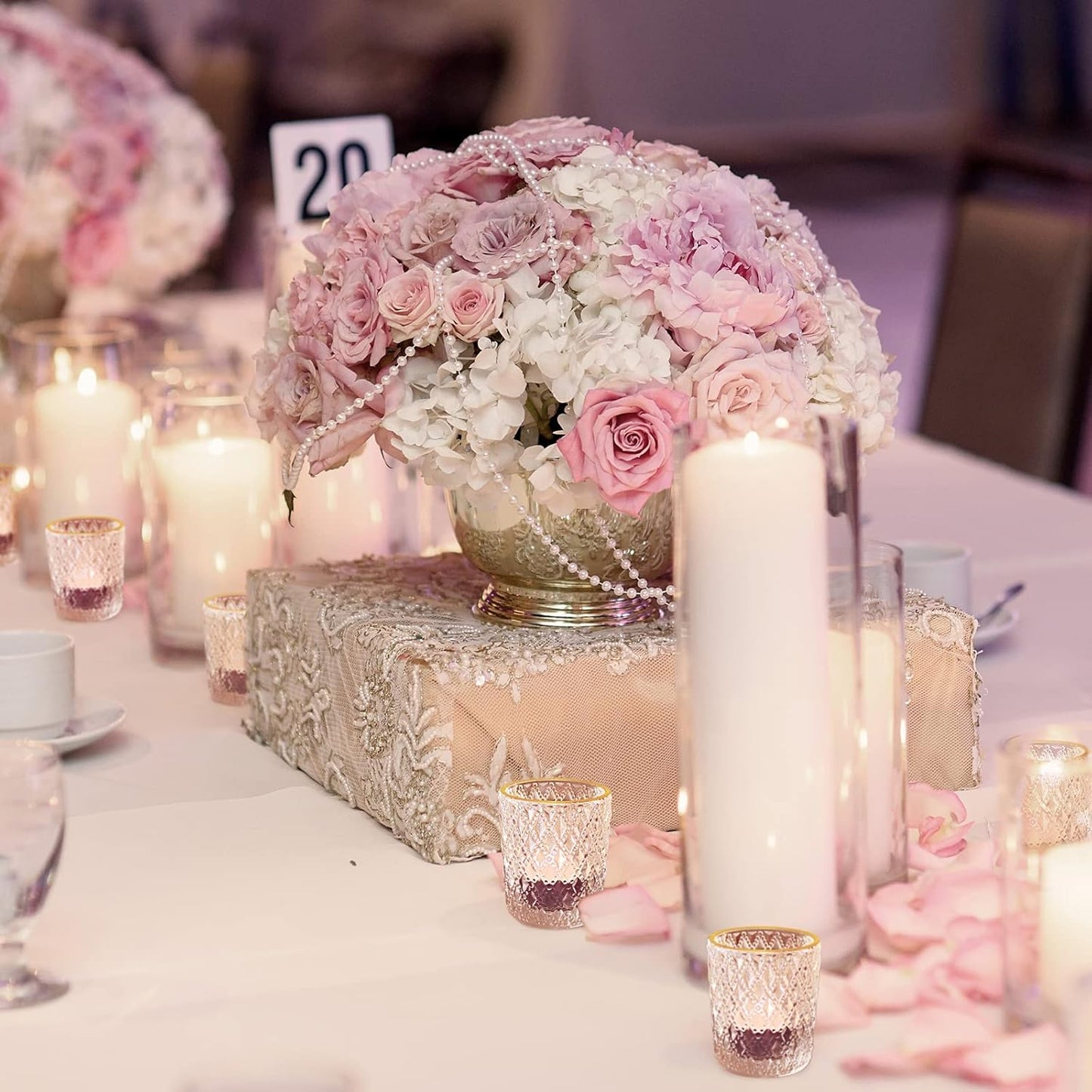 SHMILMH Clear Tealight Candle Holders Set of 24, Glass Votive Candle Holders with Rim for Wedding Table Centerpiece Birthday Party Christmas Decor