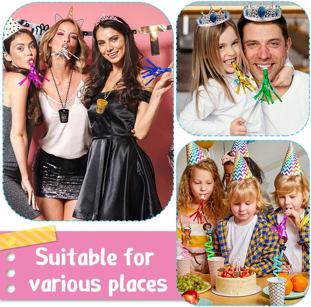 Gold Noise Makers Party Blowers 24 PCS Noise Maker Party Blowers Party Horns Birthday Blowers Party Whistles Gold Party Favors for Adults Birthday Party Sporting Events Halloween Party New Year Party