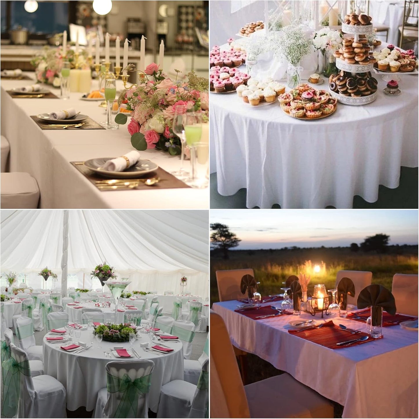 Fokitut 12 Pack Waterproof Rectangle Tablecloth, 60x120 Inch,Stain Resistant and Wrinkle Polyester Table Cloth, Fabric Table Cover for Kitchen Dining, Wedding, Party, Holiday Dinner-Ivory