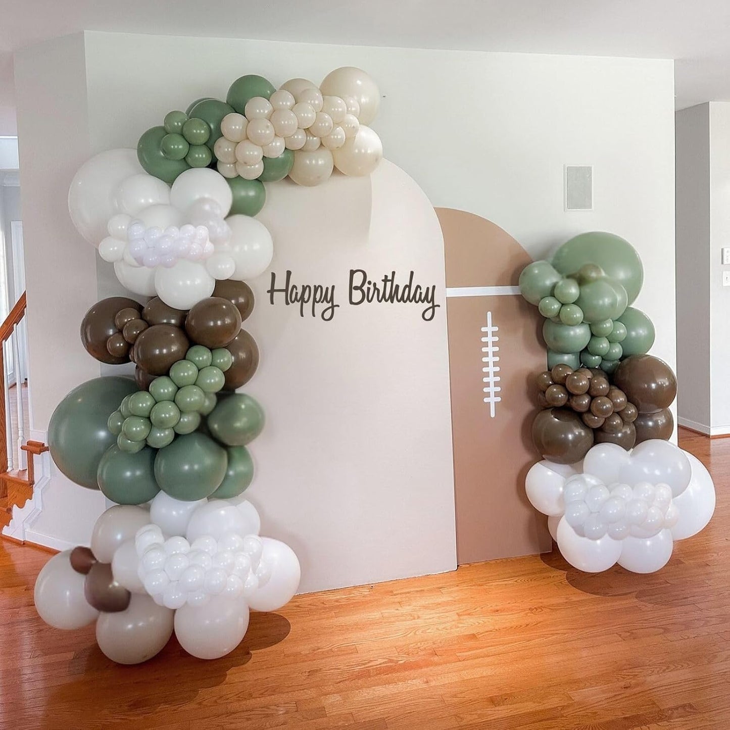 Football Balloons, 52 PCS 12 Inch Brown Bean Green White Football Printed Balloons, Football Party Decorations for Football Boys Sports Rugby Baby Shower Birthday Game Football Party Decorations