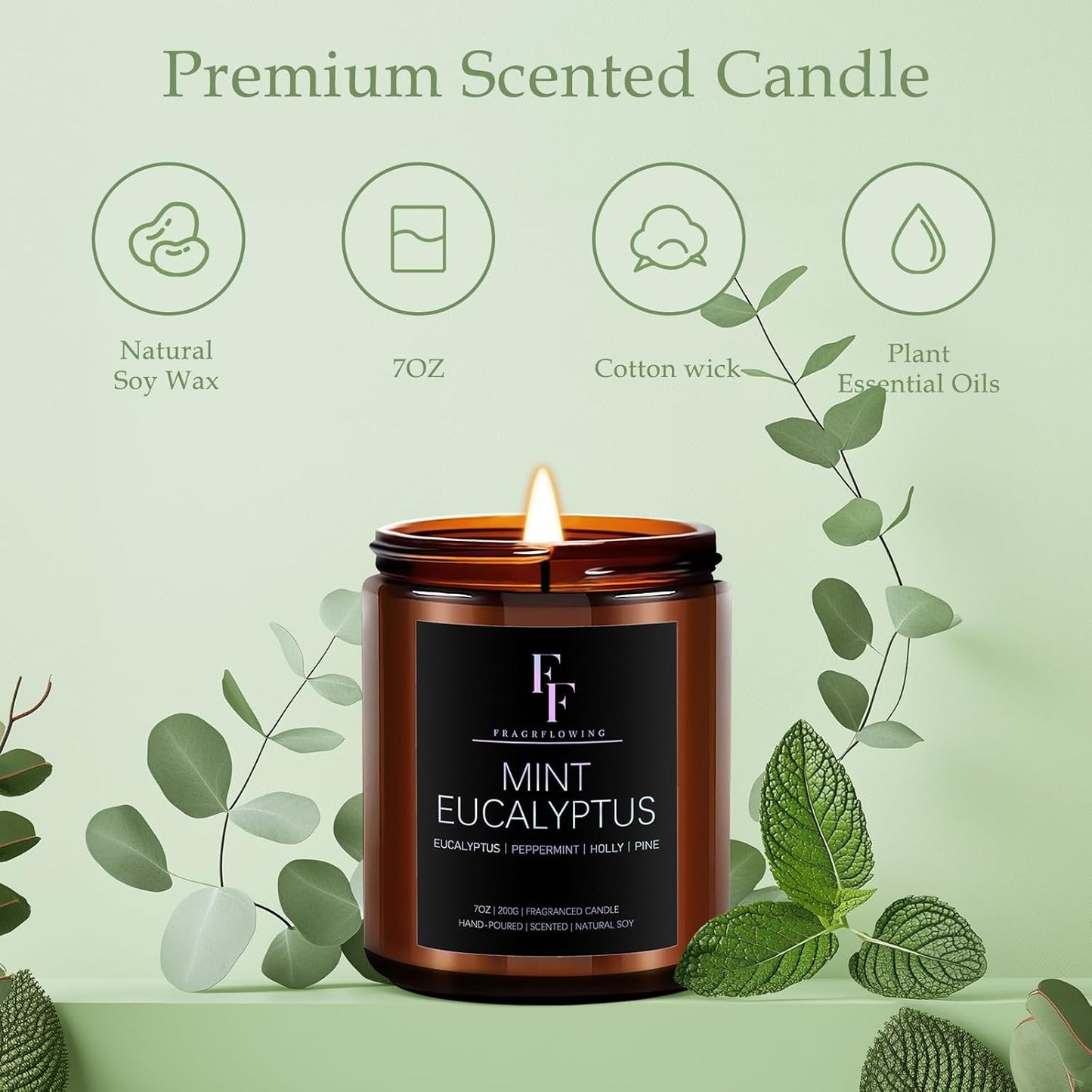 Scented Candles Set, Soy Wax Candles 6 Pack 42 Oz Aromatherapy Candles Gift Set for Women Men (Sage/Vanilla/Lemon/Sandalwood/Mint/Rose