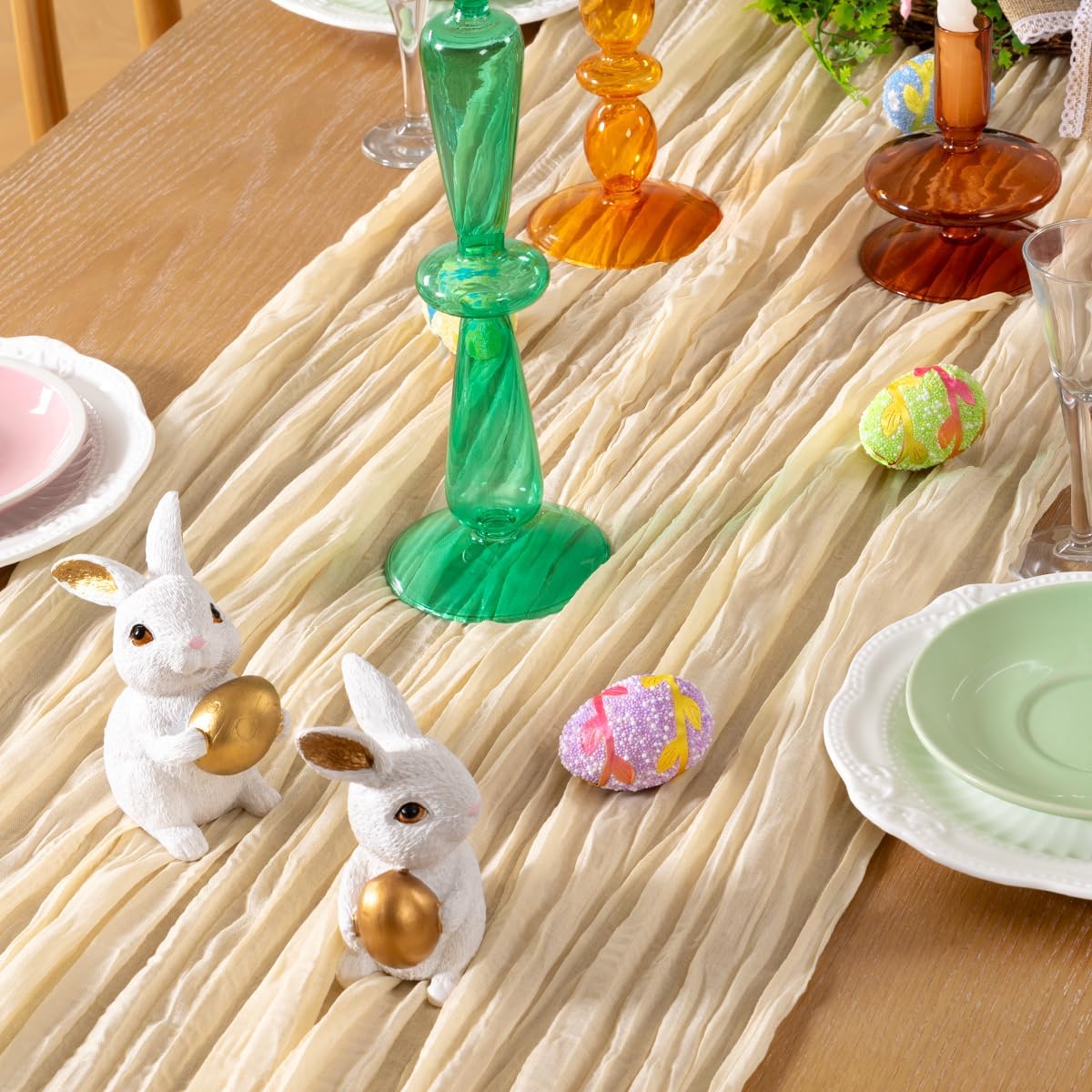 Beige Cheesecloth Table Runner 12 Pack Fall Table Runners 120 Inches Boho Gauze Cream Cheese Cloth Fall Table Decorations for Thanksgiving Wedding Bridal Baby Shower Garden Party Decor