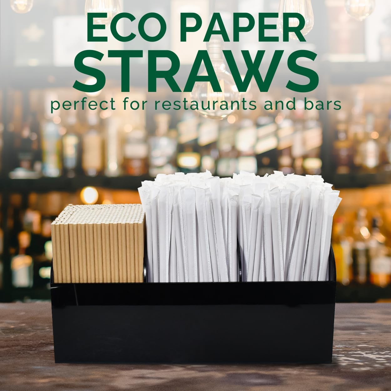 Brown Kraft Paper Drinking Straws, 7.75" Long, 0.24" Wide - Individually Wrapped - Pack of 1000