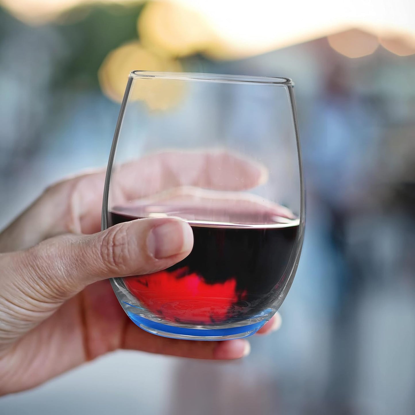 DISCOUNT PROMOS Stemless Wine Glasses by ARC 5.5 oz. Set of 12, Bulk Pack - Perfect for Hotel, Bar, Restaurant or Lounge - Blue