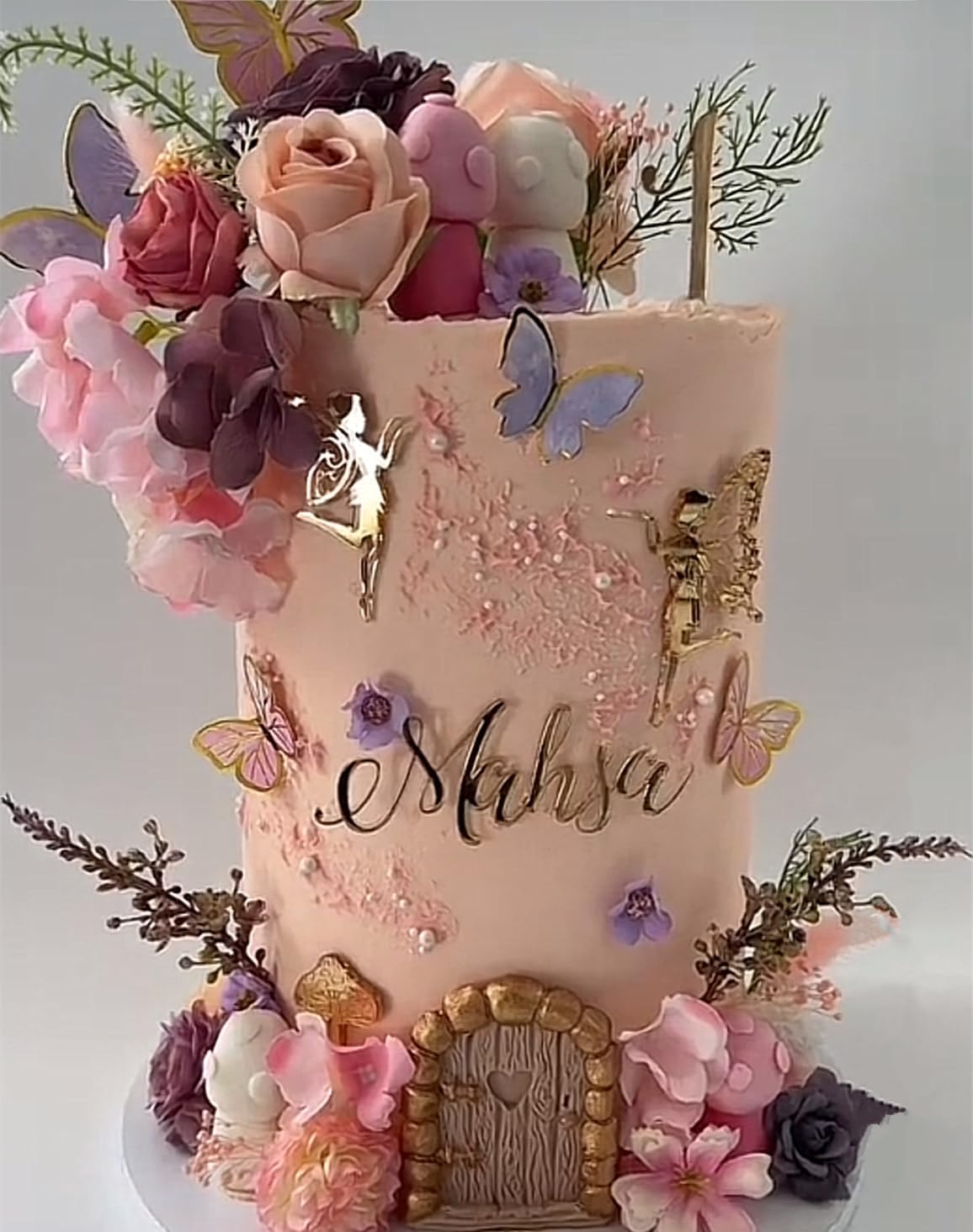 JeVenis Pink Fairy Cake Decoration Mushroom Cake Decoration Fairy Cake Decoration Garden Fairy Cake Decoration Fairy Party Supplies Fairy Party Favors