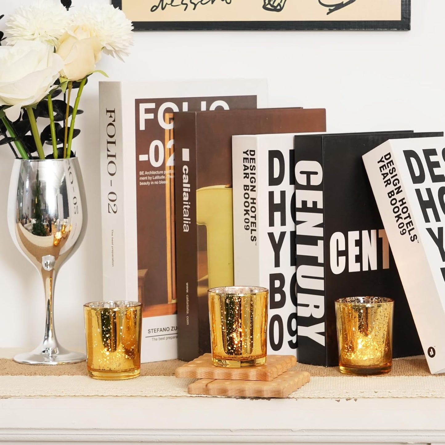 Homemory 12 Pcs Gold Votive Candle Holders, Mercury Glass Candle Holder, Tealight Candle Holders for Table Centerpieces, Baby Shower, Party, Anniversary, Wedding, Home Decor, Halloween, Christmas