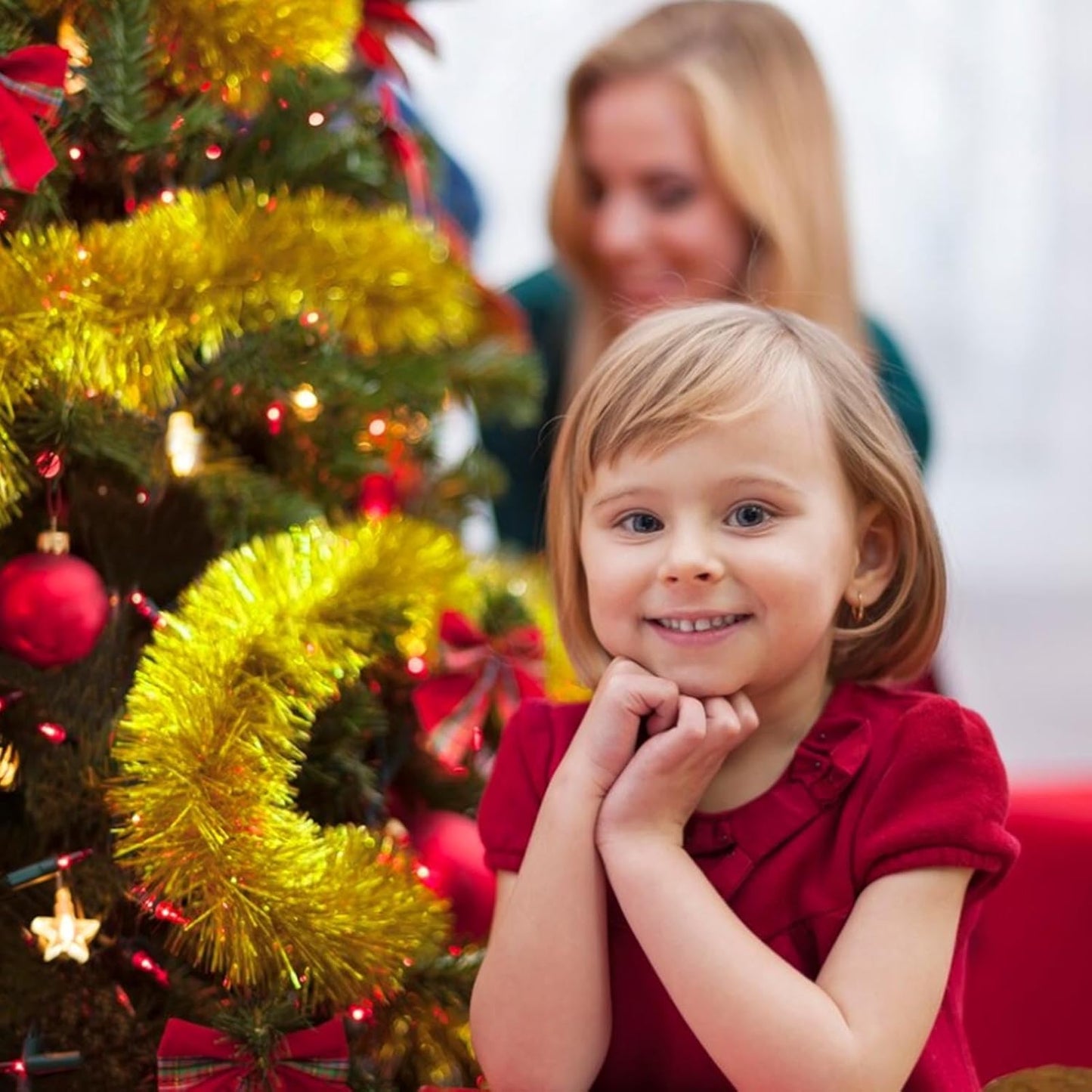 50 Feet Christmas Foil Fringe Banner Metallic Tassle Garland Metallic Backdrop Parade Floats Shiny Hanging Ceiling, Valentine's, Wedding, New Year Party Decorations(2" x 50', Gold)