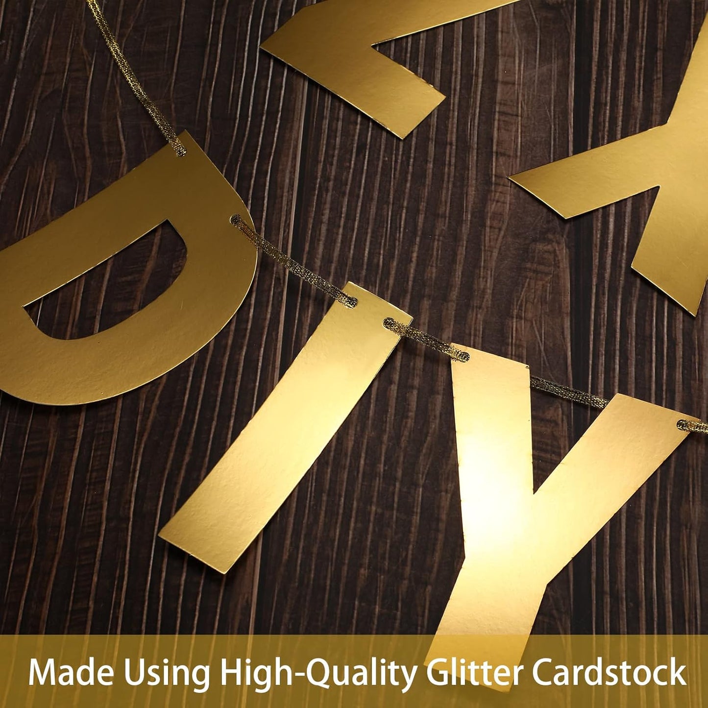 TaoBary 112 Pcs DIY Letter Custom Banner Glitter Customizable Banner Kit Including 107 Letters and Numbers 3 Rope for Valentine Birthday Party(Bright Gold)