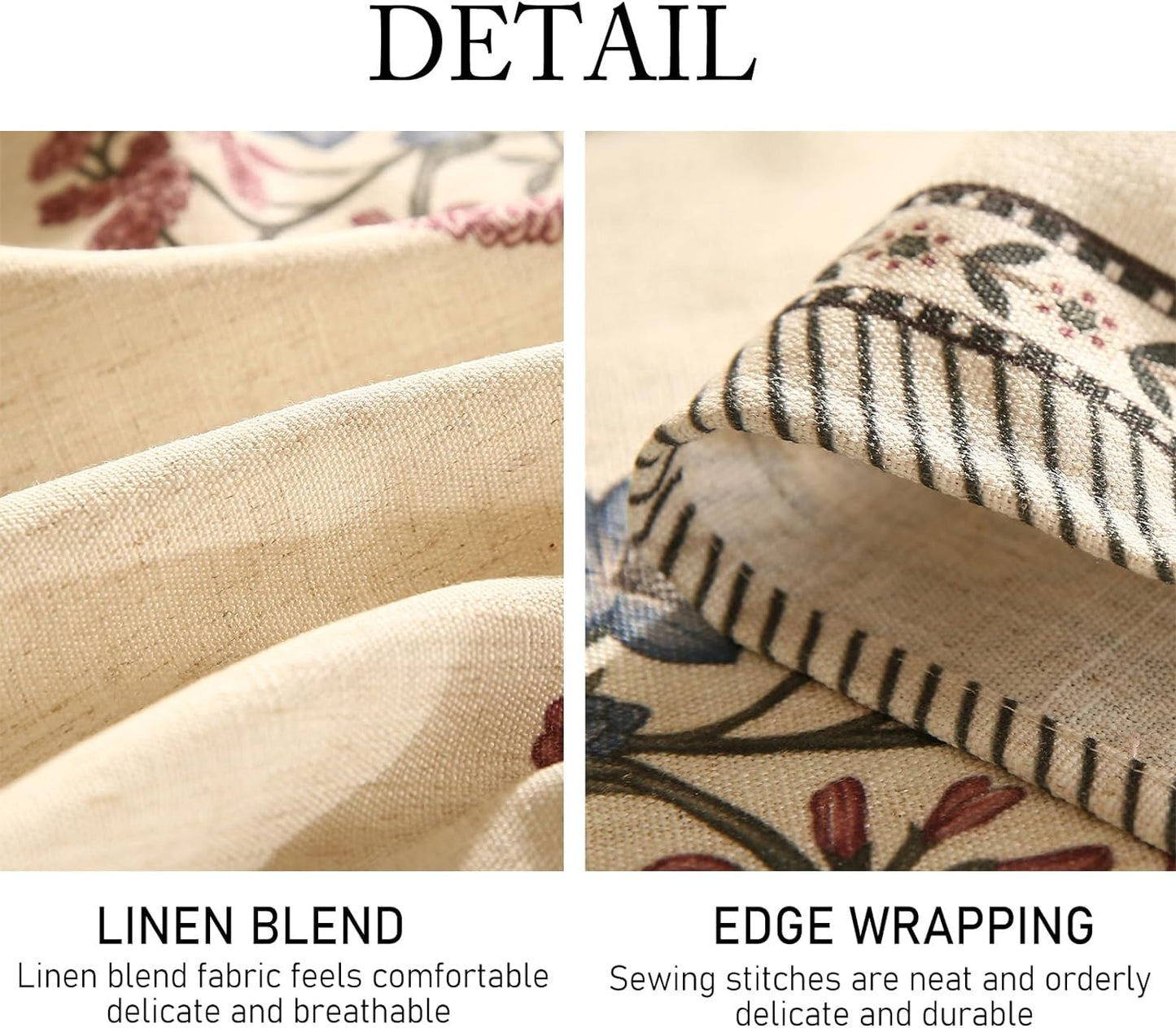 ISAENNE Designer Linen Light Beige Small Round Tablecloth,French Colorful Floral Table Cloth,Stain Resistant Decor Tablecloths for Dining Thanksgiving Christmas Kitchen,Diameter 55"-Helena E