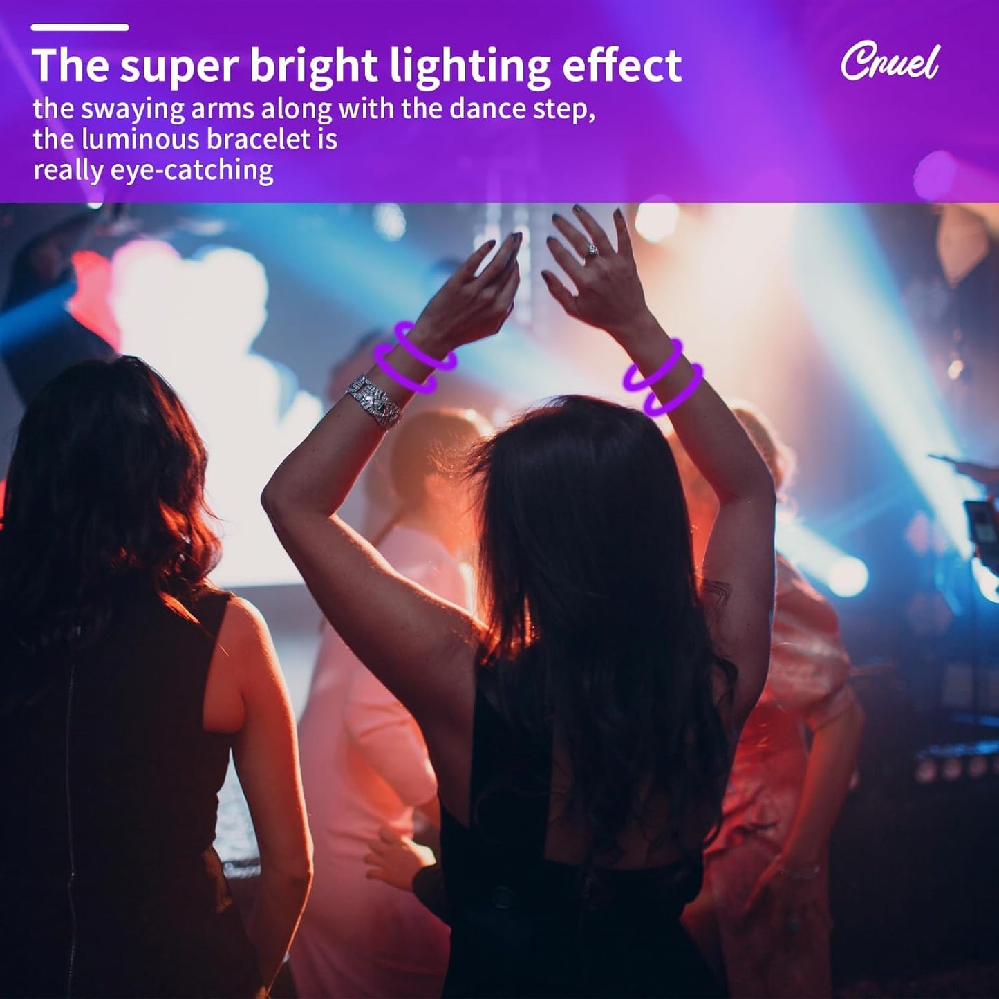 100 Pack 8” Purple Glow Sticks Bulk with 100 Connectors Neon Glow In The Dark Party favors Supplies for Holiday Birthday Party Decoration (Purple)