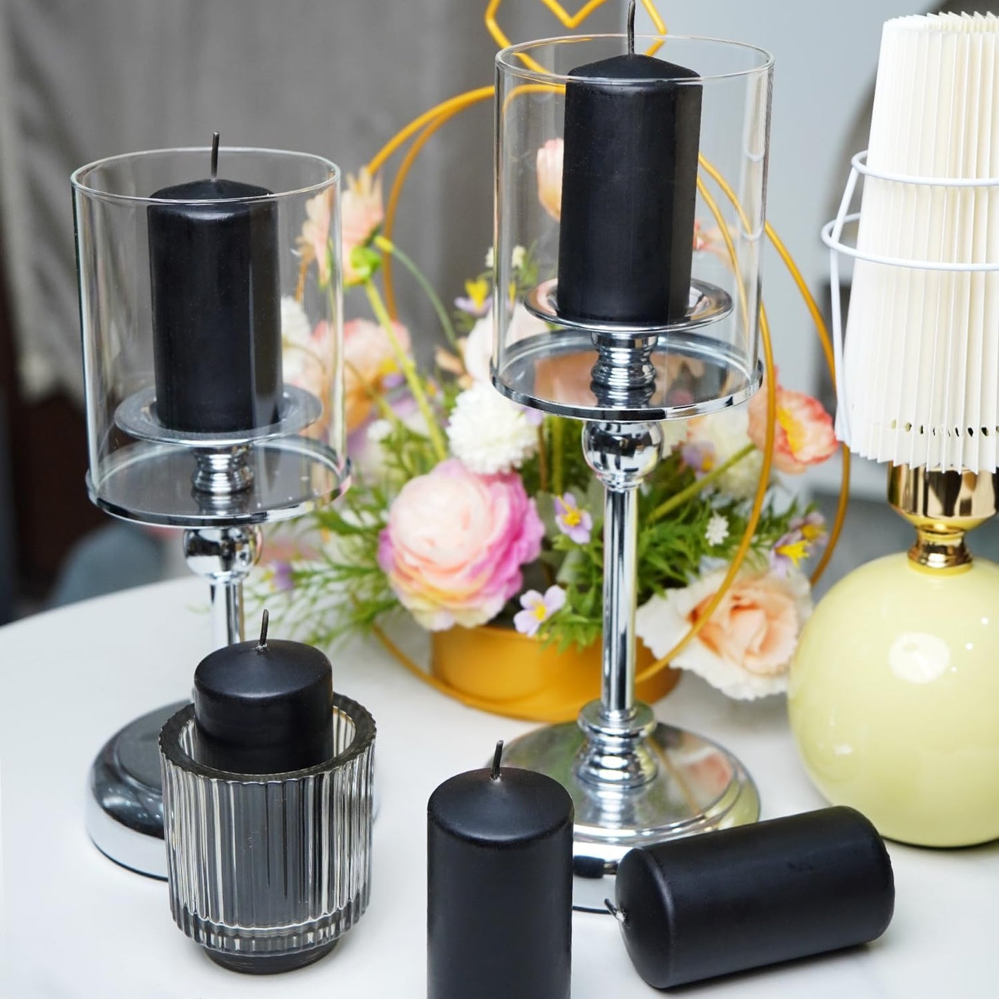 Set of 20 | 2X 4 inch Tall Pillar Candles, Soy Wax. Perfect for Candlelight Dinner, Home Decoration, Party, Wedding.(Black)