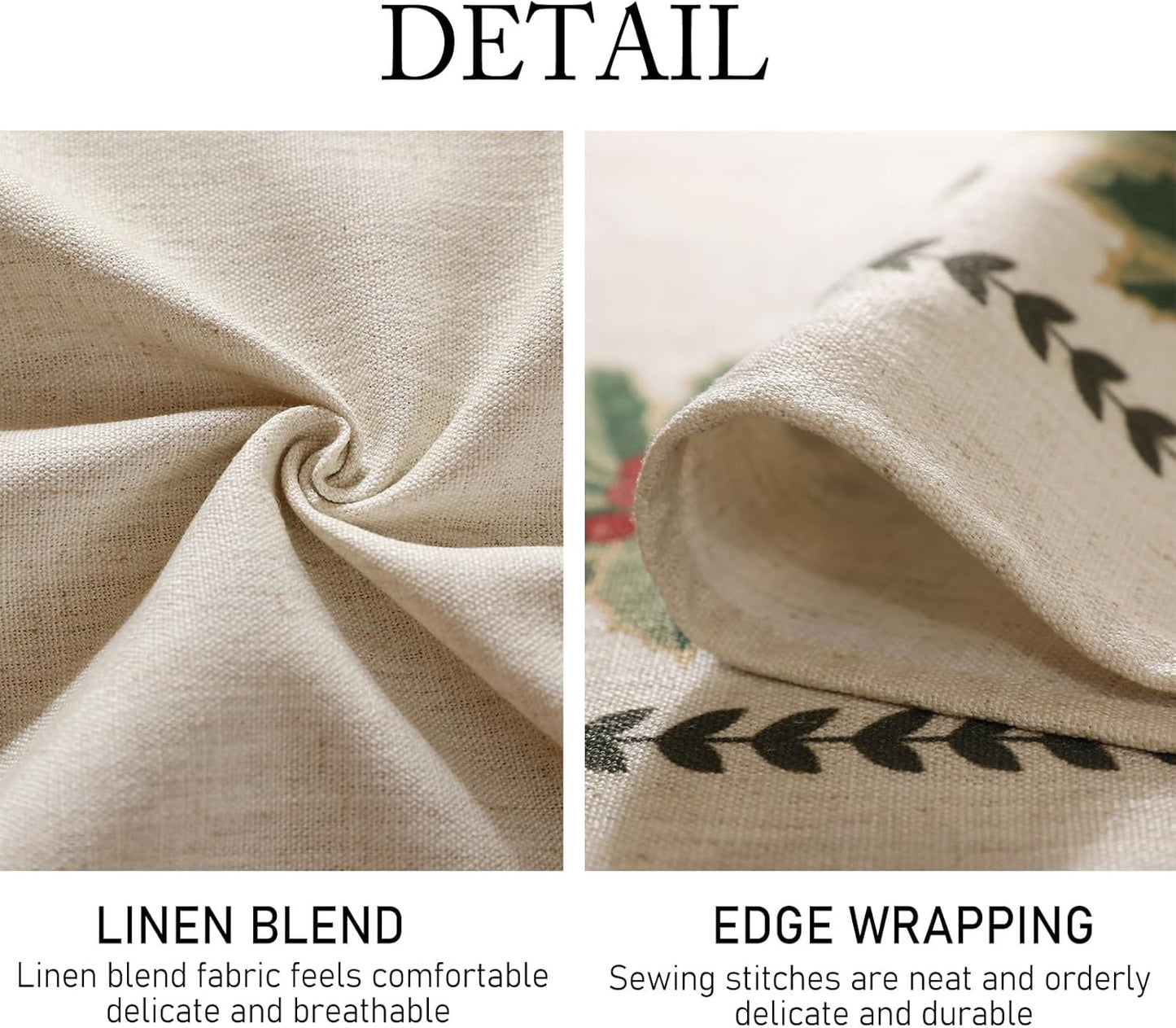 ISAENNE Designer Christmas Linen Small Round Tablecloth,Light Beige Western Elegant Table Cloth,Wrinkle Resistant Decor Tablecloths for Dining Thanksgiving Kitchen Christmas,Diameter 55"-Carol G