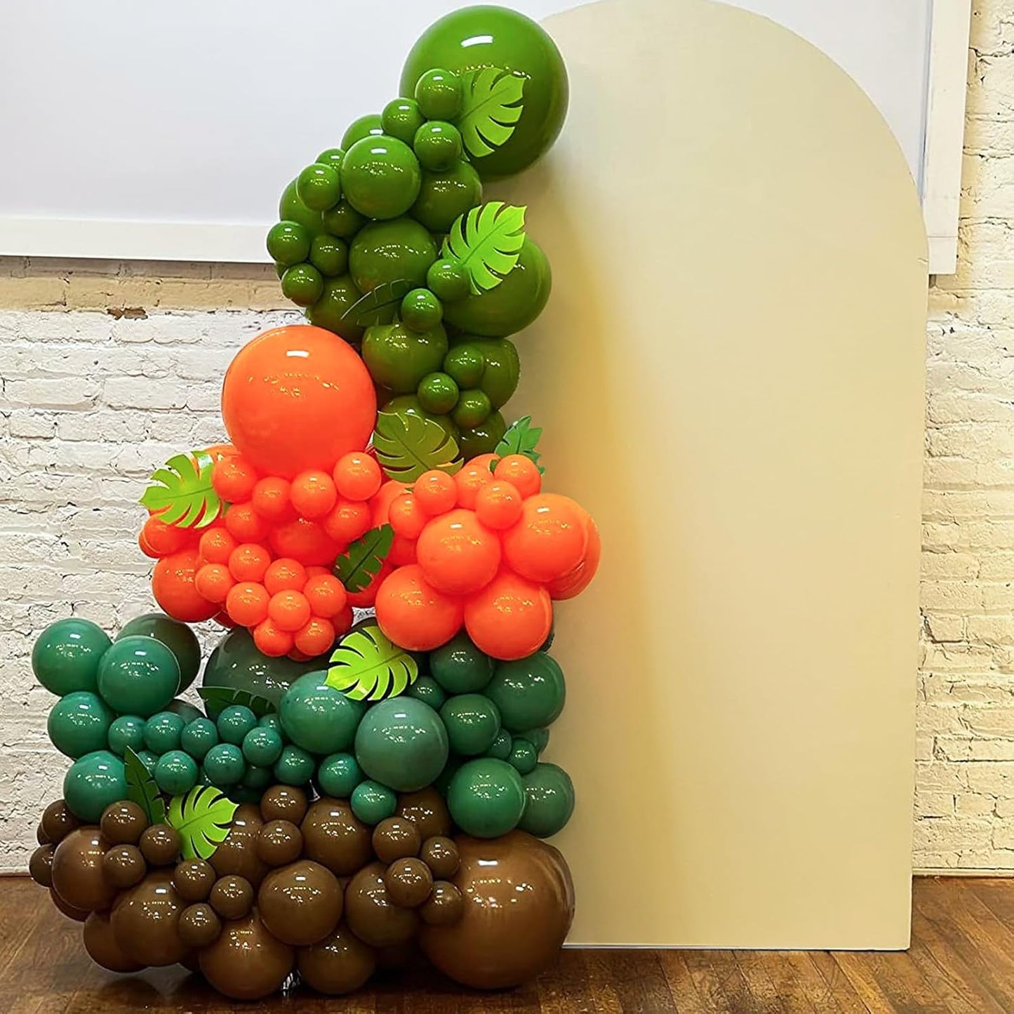 Sage Green Orange Balloons Set, 12 Inch Olive Green Orange Balloons with Nude Coffee Green Brown Latex Balloons Dinosaur Theme Party Decoration for Jungle Safari Wild Woodland Garden Outdoor Party