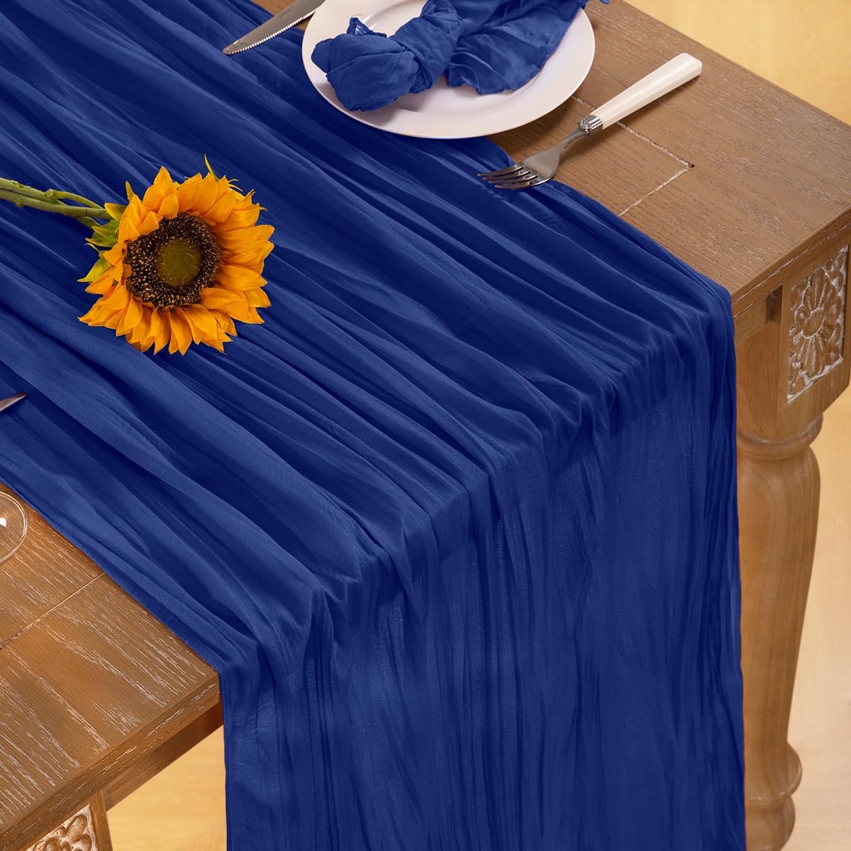 Royal Blue Cheesecloth Table Runner Blue 6 Pack Fall Table Runnerss Boho Gauze 120 Inches Fall Table Decorations for Thanksgiving Weddings Bridal Baby Shower Birthday Parties Decor