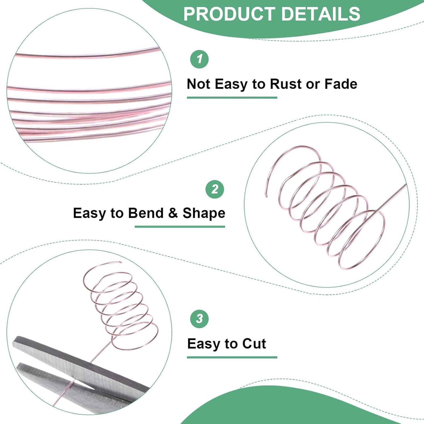 0.3mm Jewelry Wire, 28 Gauge 328FT Craft Wire Copper Beading Wire for Jewelry Making/Planting/Weaving/DIY Crafting, Soft Metal Wires [100M, Rose Golden]