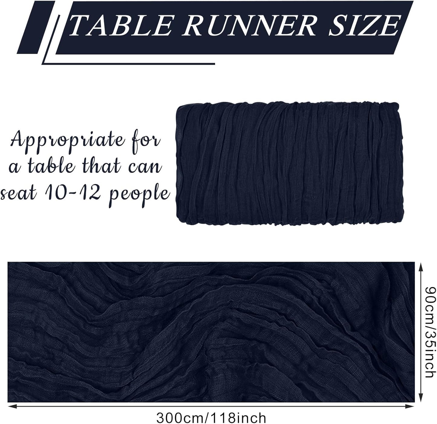 1 Pack Cheesecloth Table Runner 10Ft Christmas Gauze Boho Table Runners for Wedding Decor Bridal Shower Decorations Baby Shower Party(35" x 120")