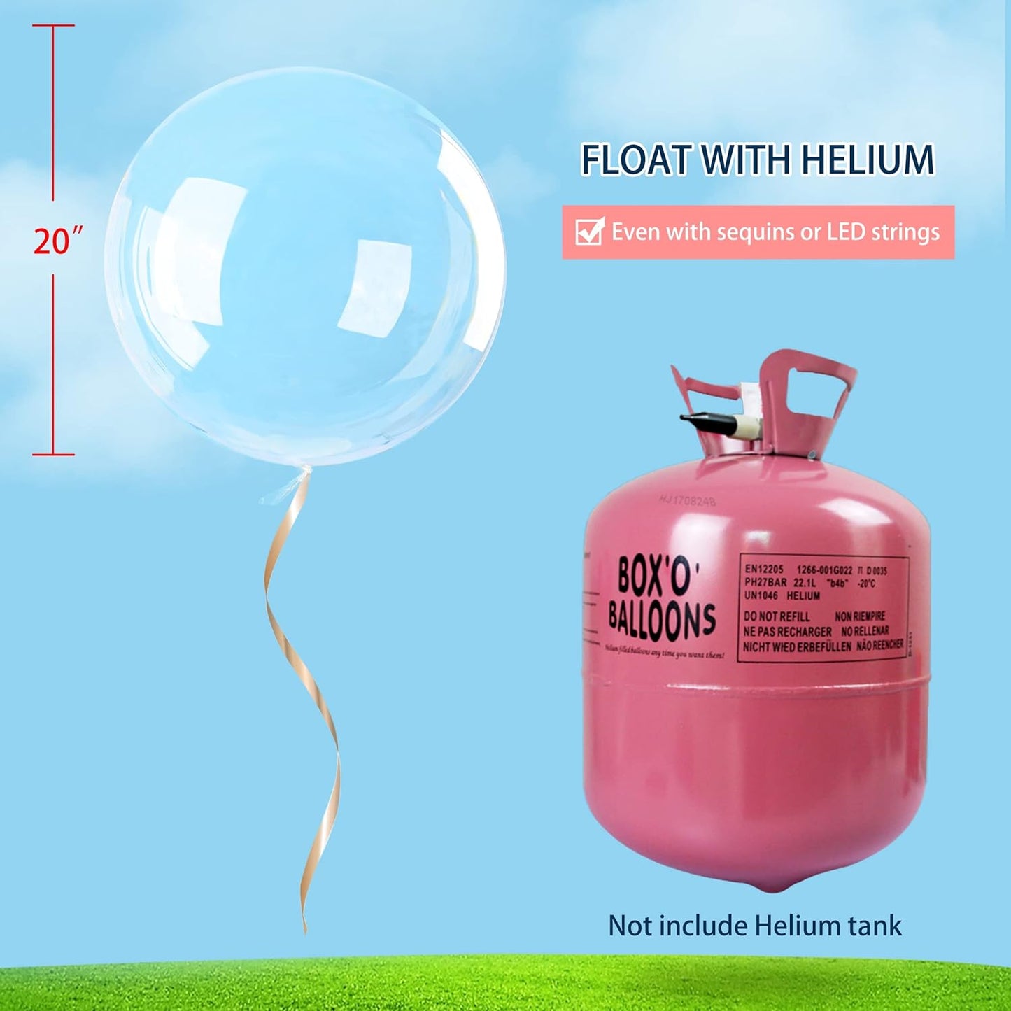 10 Pack Big Light Up BOBO Led Balloons with Sticks - Clear Balloons with Lights, Glow in the Dark, Flicker in the Daylight - Perfect Glow Party Supplies for Birthday, Wedding, Graduation, Warm White