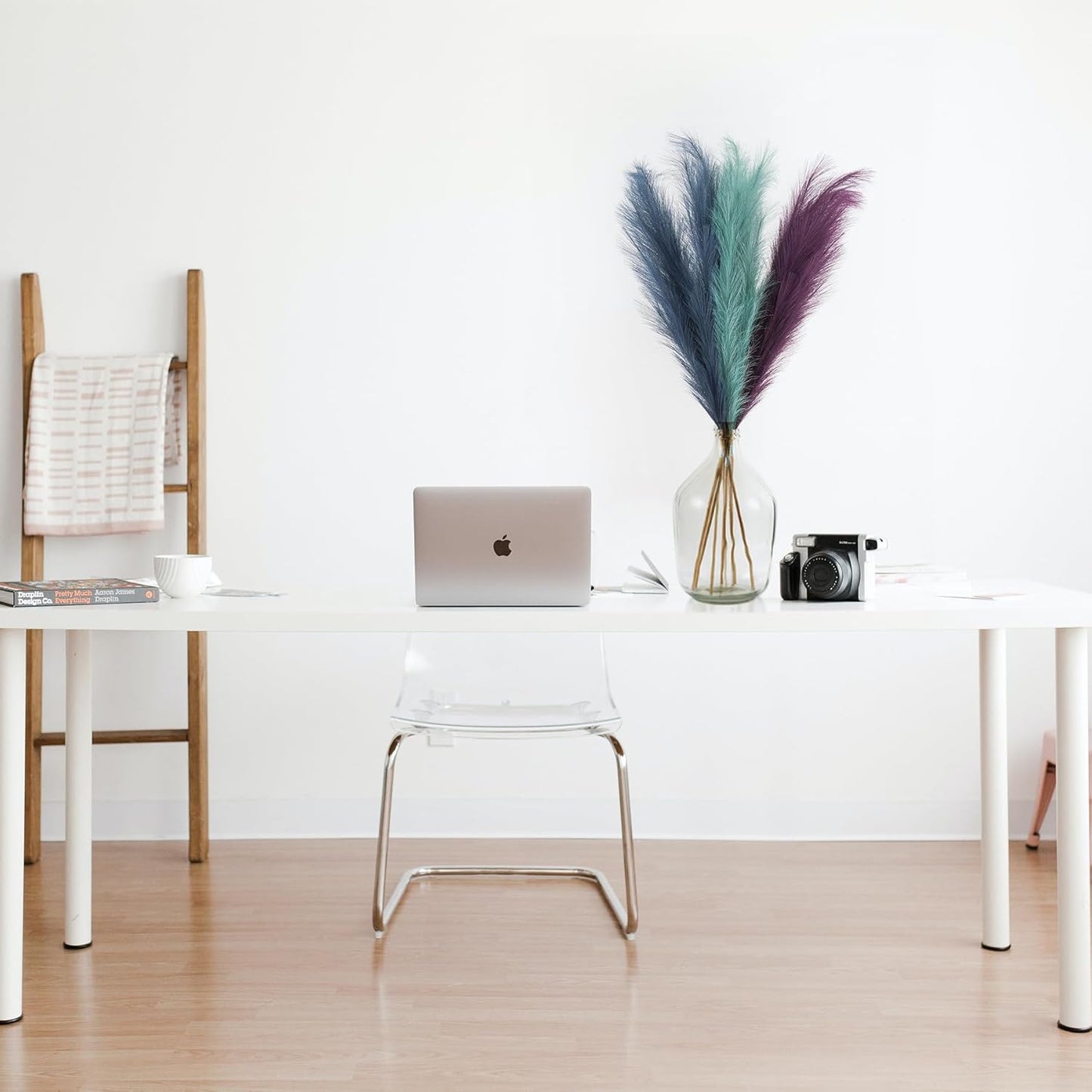 EVODIS Pampas Grass Decor Tall, 43"/110cm Faux Pampas Grass 6 Stems Large Pompass Grass Branches Tall Bulk Boho Flower Arrangement for Home Room Wedding Party Decor