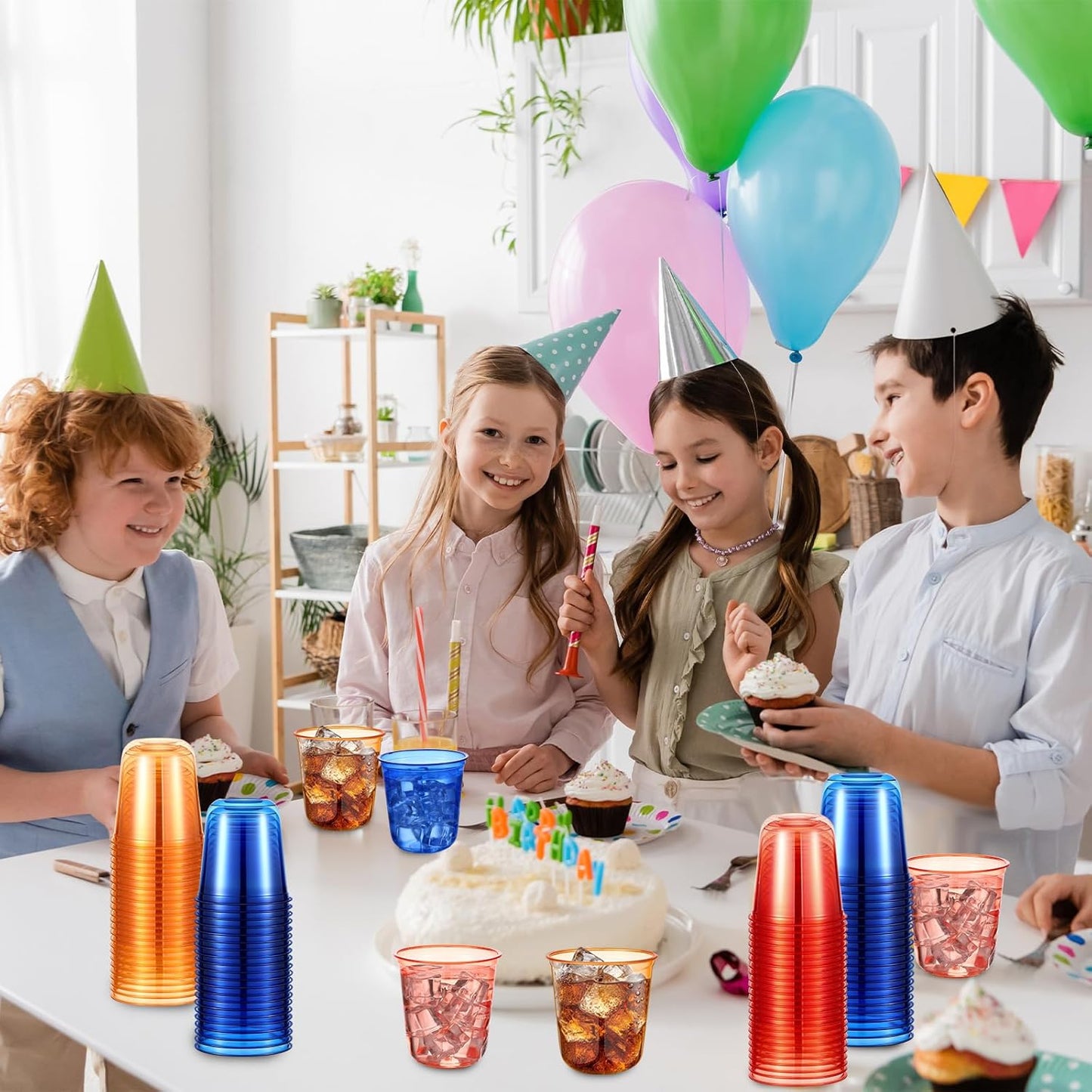 50pcs Disposable Stemless Glasses 12oz Crystal Plastic Wine Glasses Clear Classic Pet Cup for Meeting Weddings Birthdays Cocktail Christmas Party Supplies (Orange)