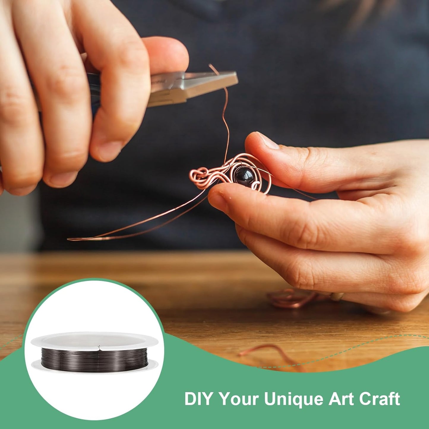 0.2 mm/32 Gauge Copper Wire for Jewelry Making, 82FT Copper Beading Craft Wire for Jewelry/Weaving/DIY Crafting/Planting, Color-Retaining [25M, Metallic Black]