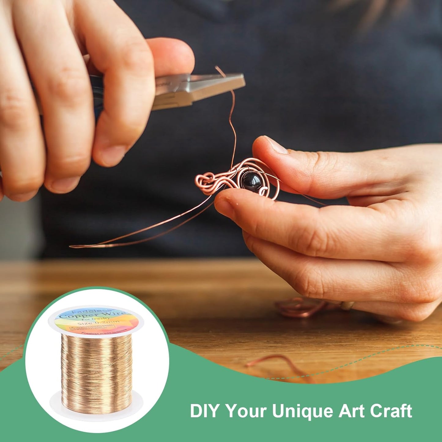 0.2mm Jewelry Wire, 32 Gauge 328FT Craft Wire Copper Beading Wire for Jewelry Making/Planting/Weaving/DIY Crafting, Soft Metal Wires [100M, Champagne Gold]