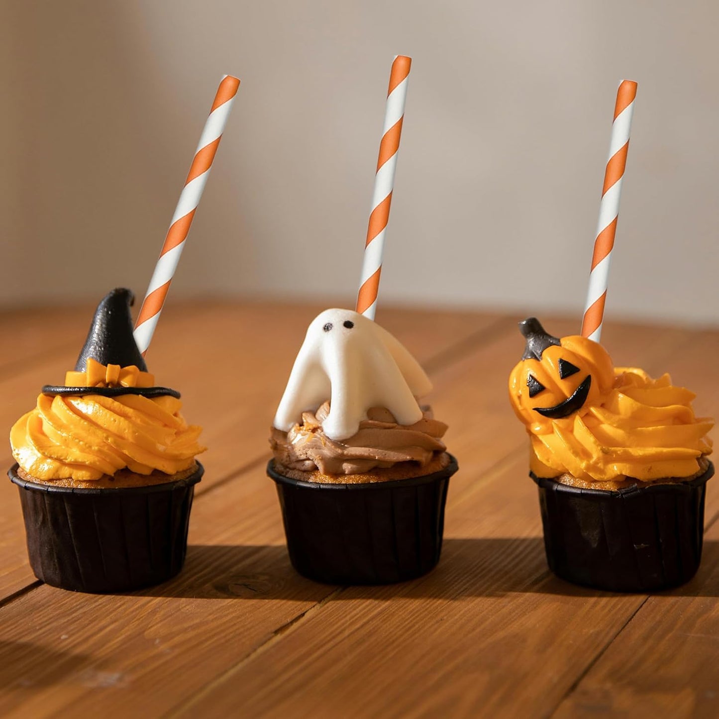 200 Orange Straws, Biodegradable Orange and White Paper Striped Straws for Coffee, Cocktail, Lemonade, Milkshake, DIY Decorations, Weddings, Bridal, Baby Shower, Party Supplies